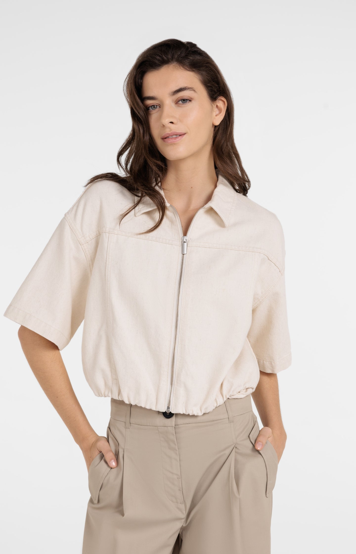 Loose-fit jacket with a denim look