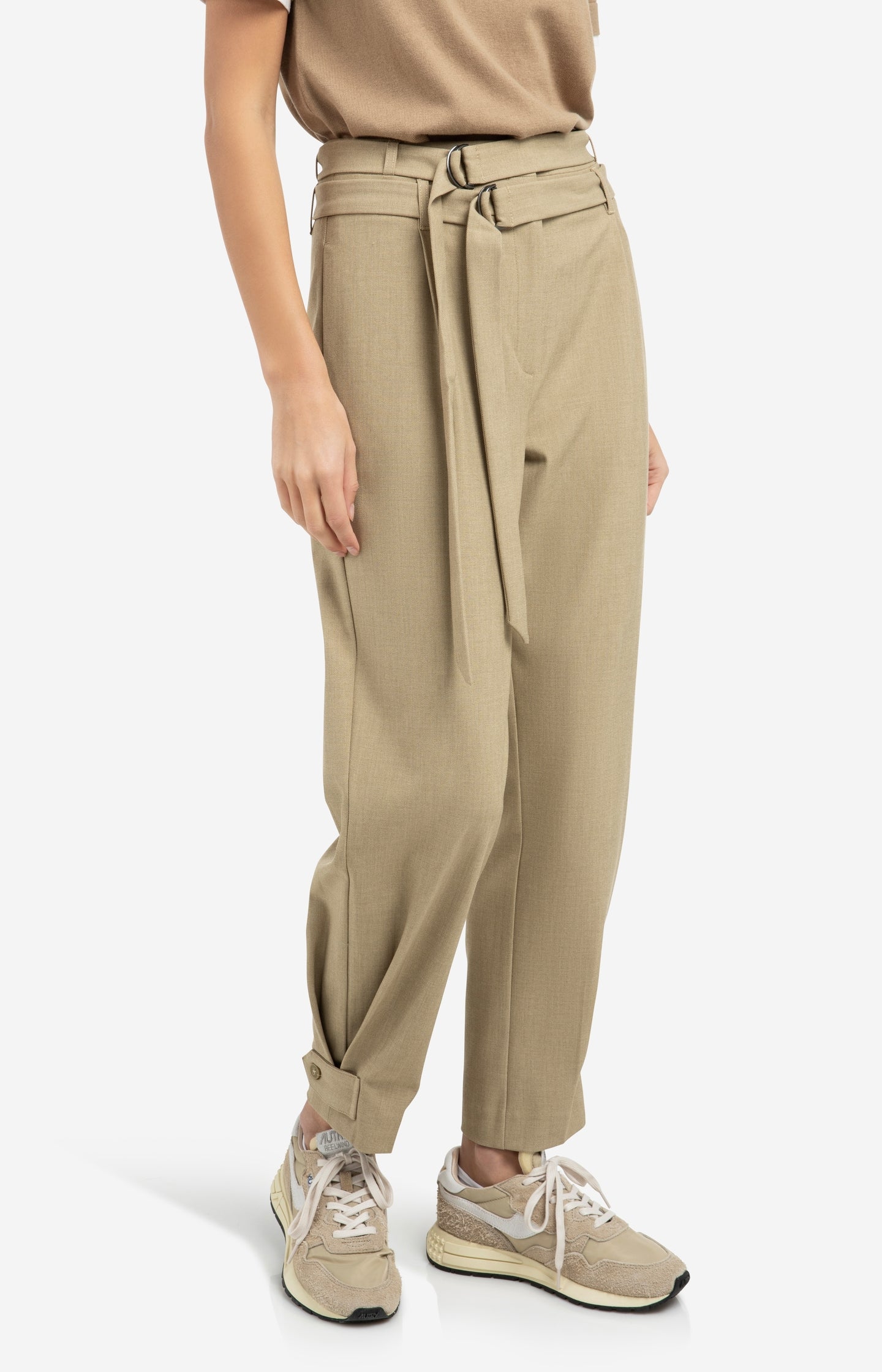LYANER Women's Tie Front High Waist Side Split Slit Flowy Wide Leg Pleated Pant with Belt, Dark Gray, S : Buy Online at Best Price in KSA - Souq is now