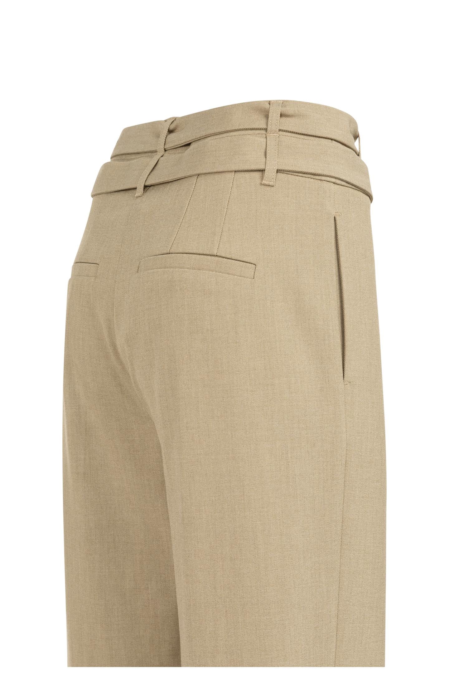 Loose fit trousers with double belt and button detail - Brown