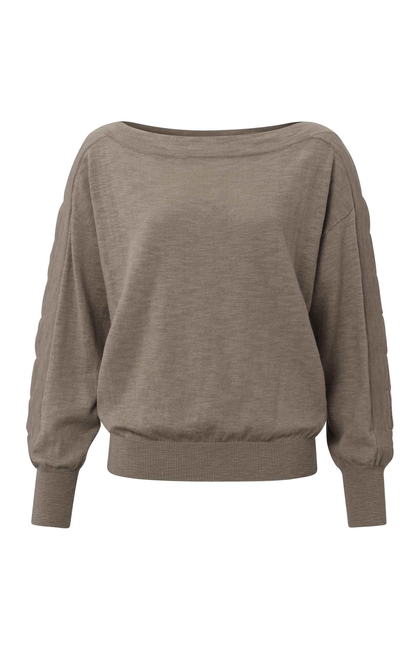 Loose sweater with boatneck, long sleeves, and bartacks - Type: product