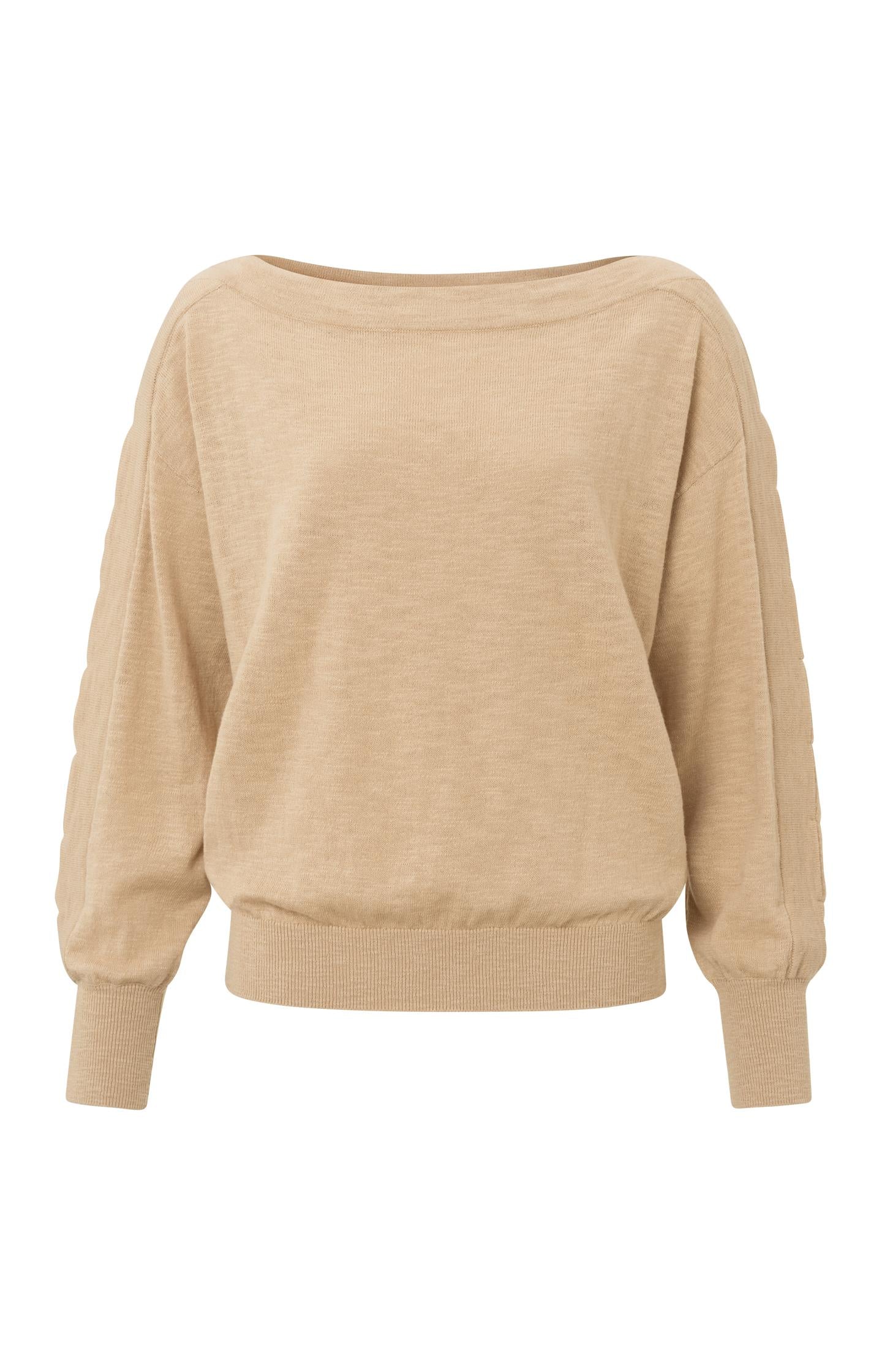 Loose sweater with boatneck, long sleeves, and bartacks - Type: product