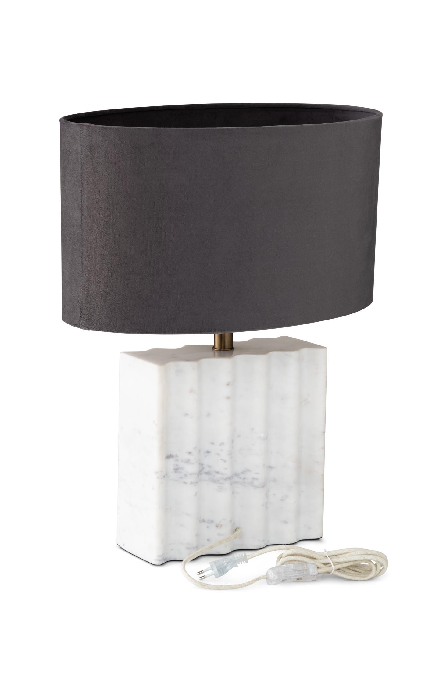 Marble lamp base with wavy relief