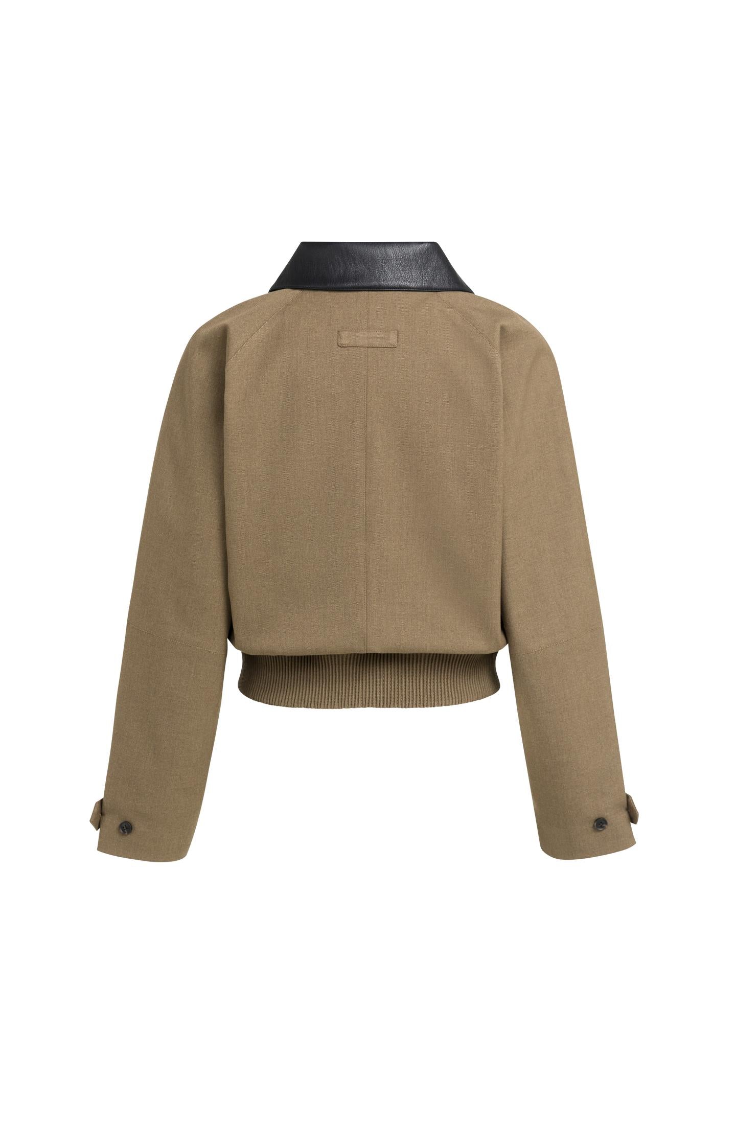 Melange jacket with contrast collar