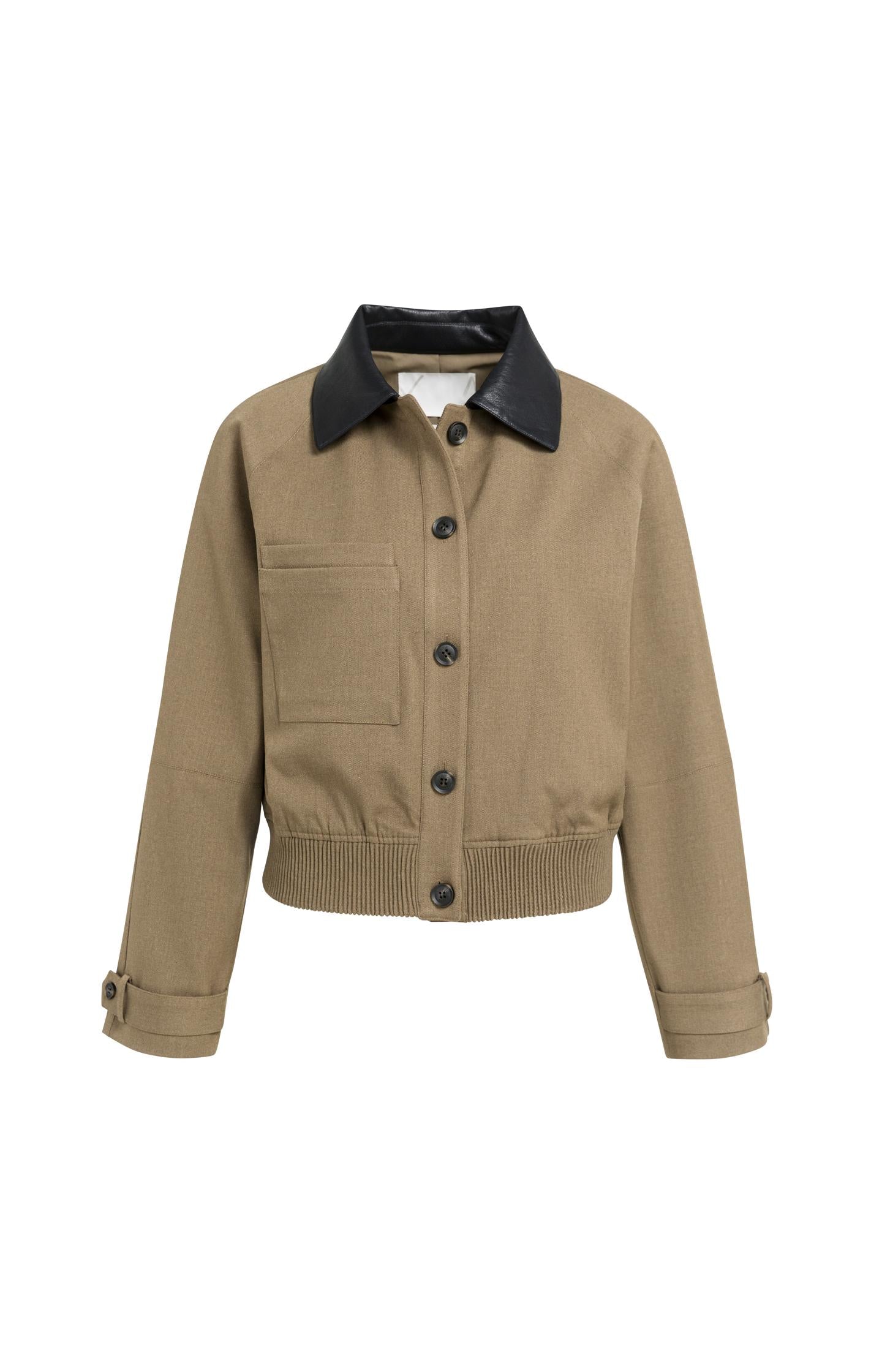Melange jacket with contrast collar