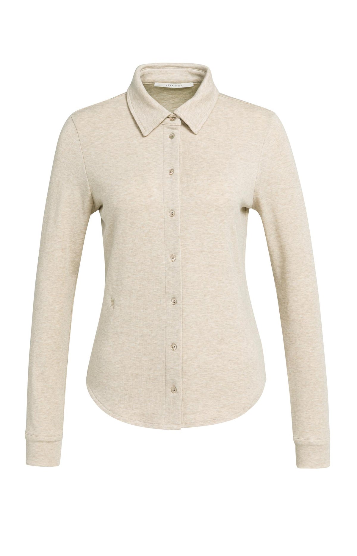 Melange jersey blouse with collar - Type: product