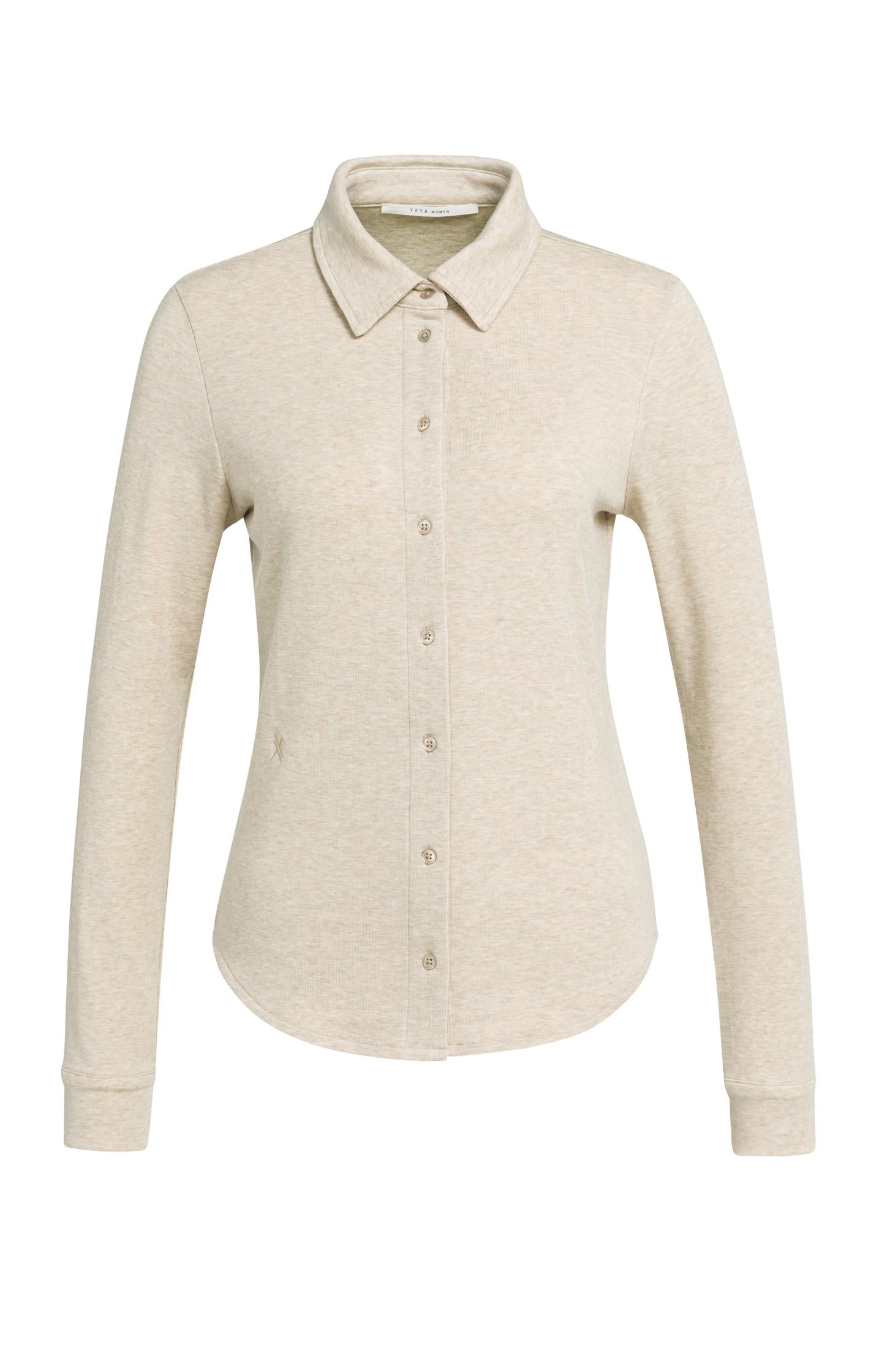Melange jersey blouse with collar - Type: product