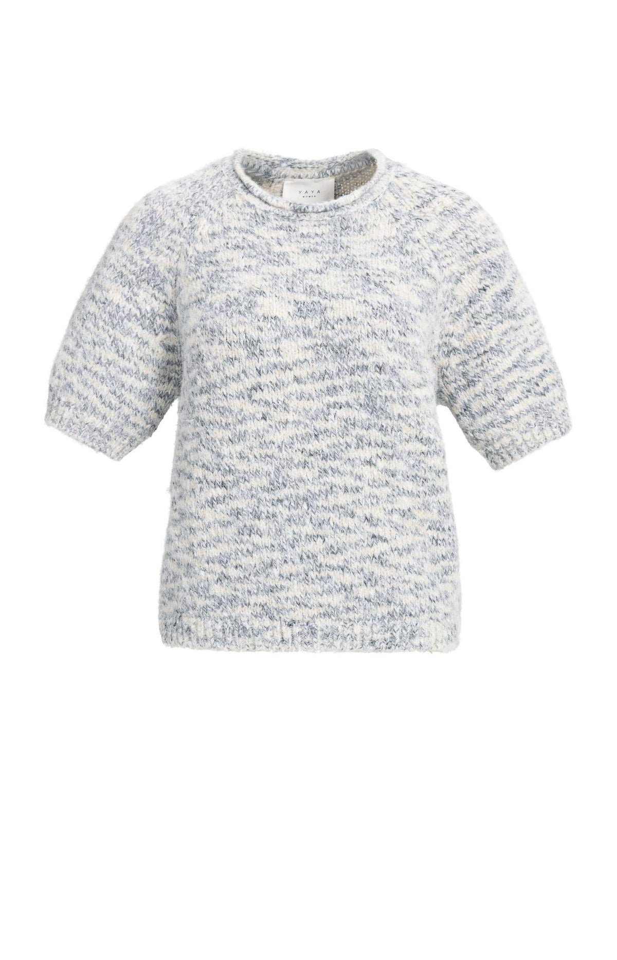 Mélange knitted sweater with short sleeves - Illusions Gray Melange