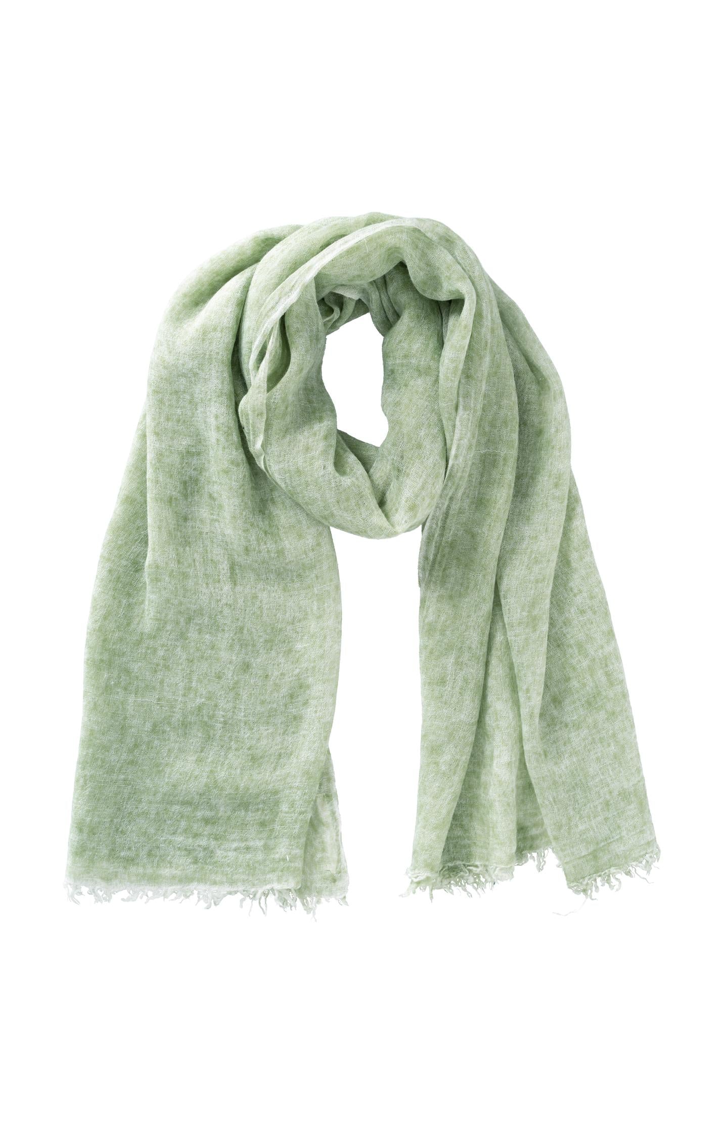 Mélange scarf with frayed edges - Sage Green - Type: product