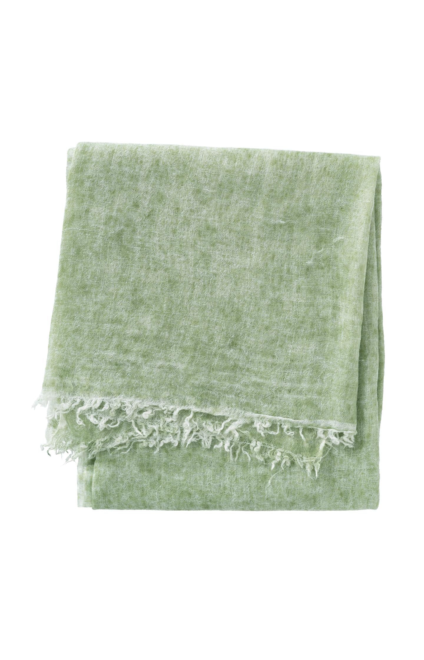 Mélange scarf with frayed edges - Sage Green