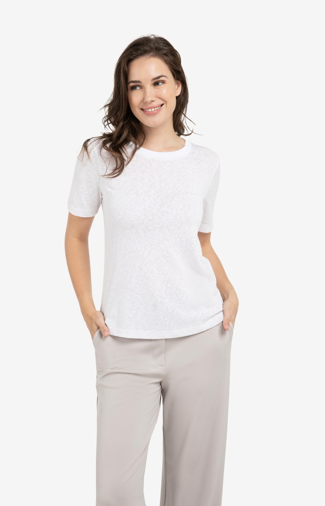 Melange T-shirt with contrasting ribbed trim - Type: lookbook