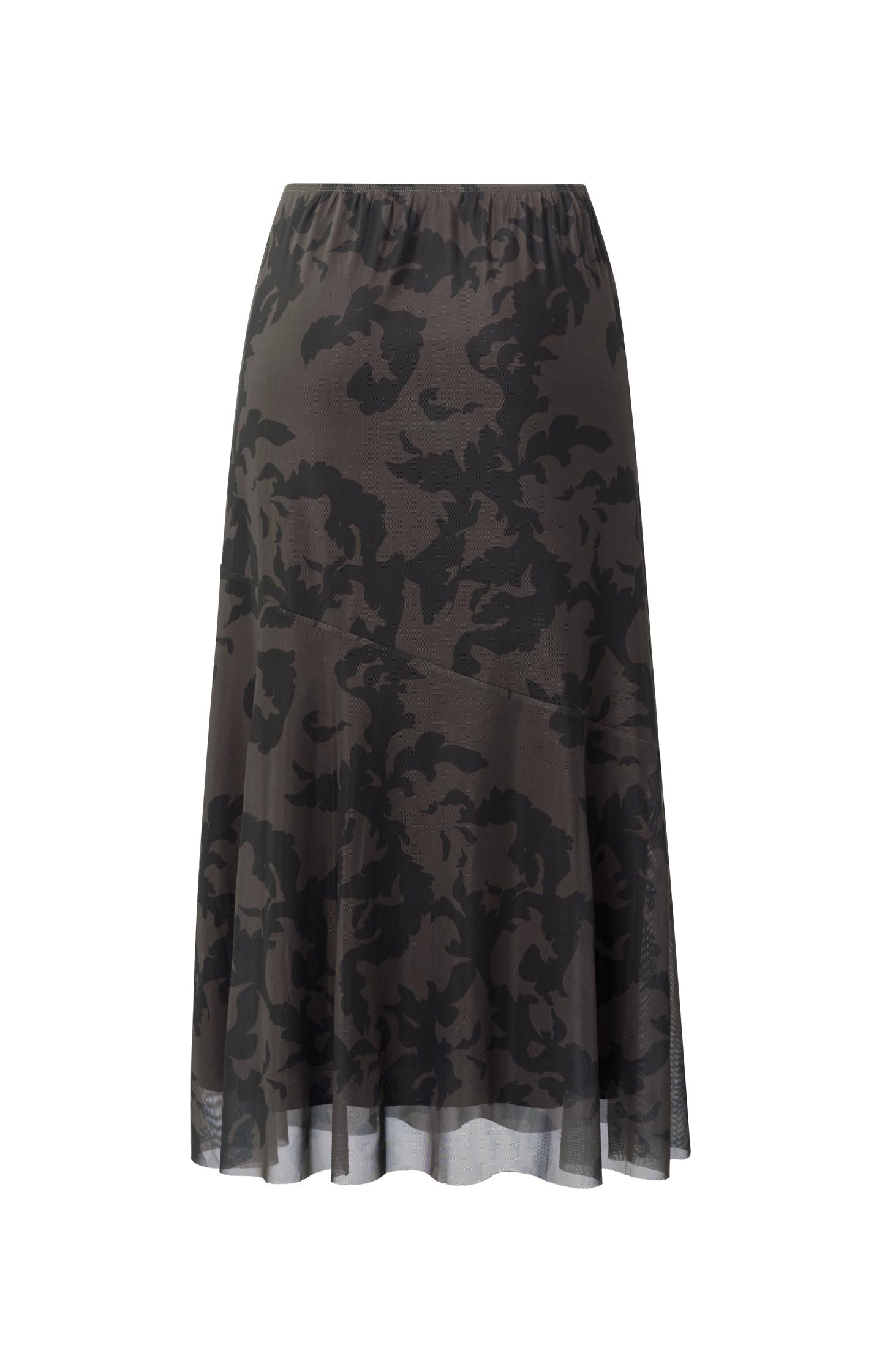 Mesh midi skirt in a flowy fit with elastic waist and print