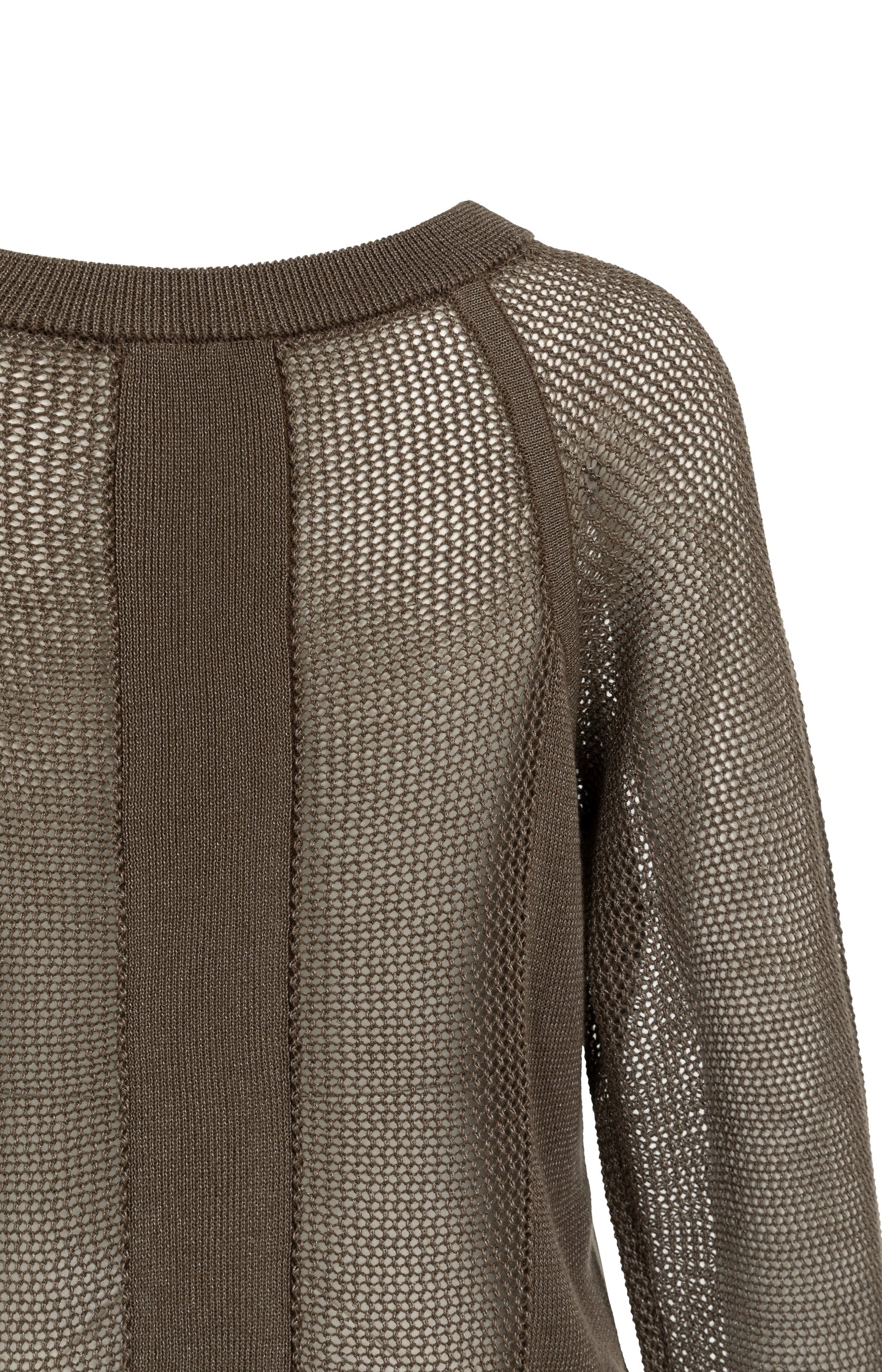 Mesh-stitch knitted sweater with raglan sleeves - Type: video