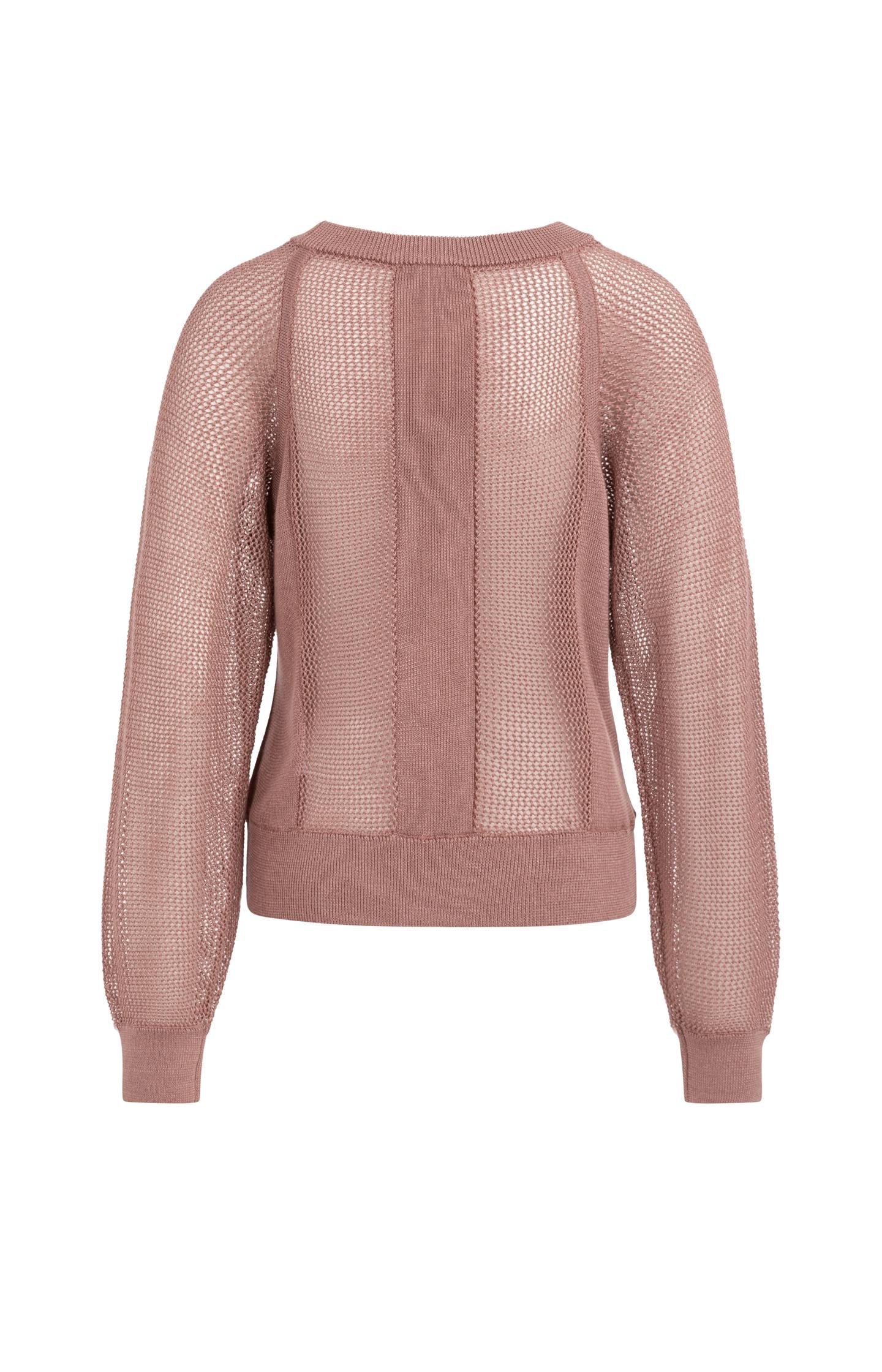 Mesh-stitch knitted sweater with raglan sleeves