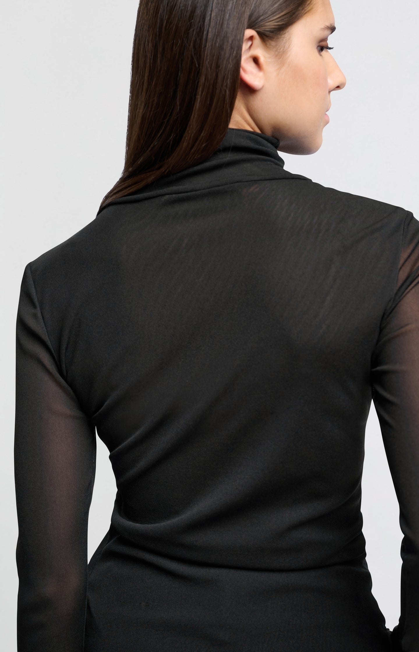 Mesh top with turtleneck and removable cuffs