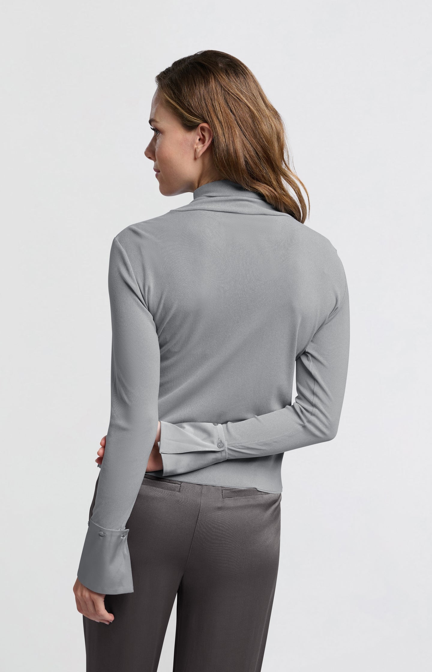 Mesh top with turtleneck and removable cuffs