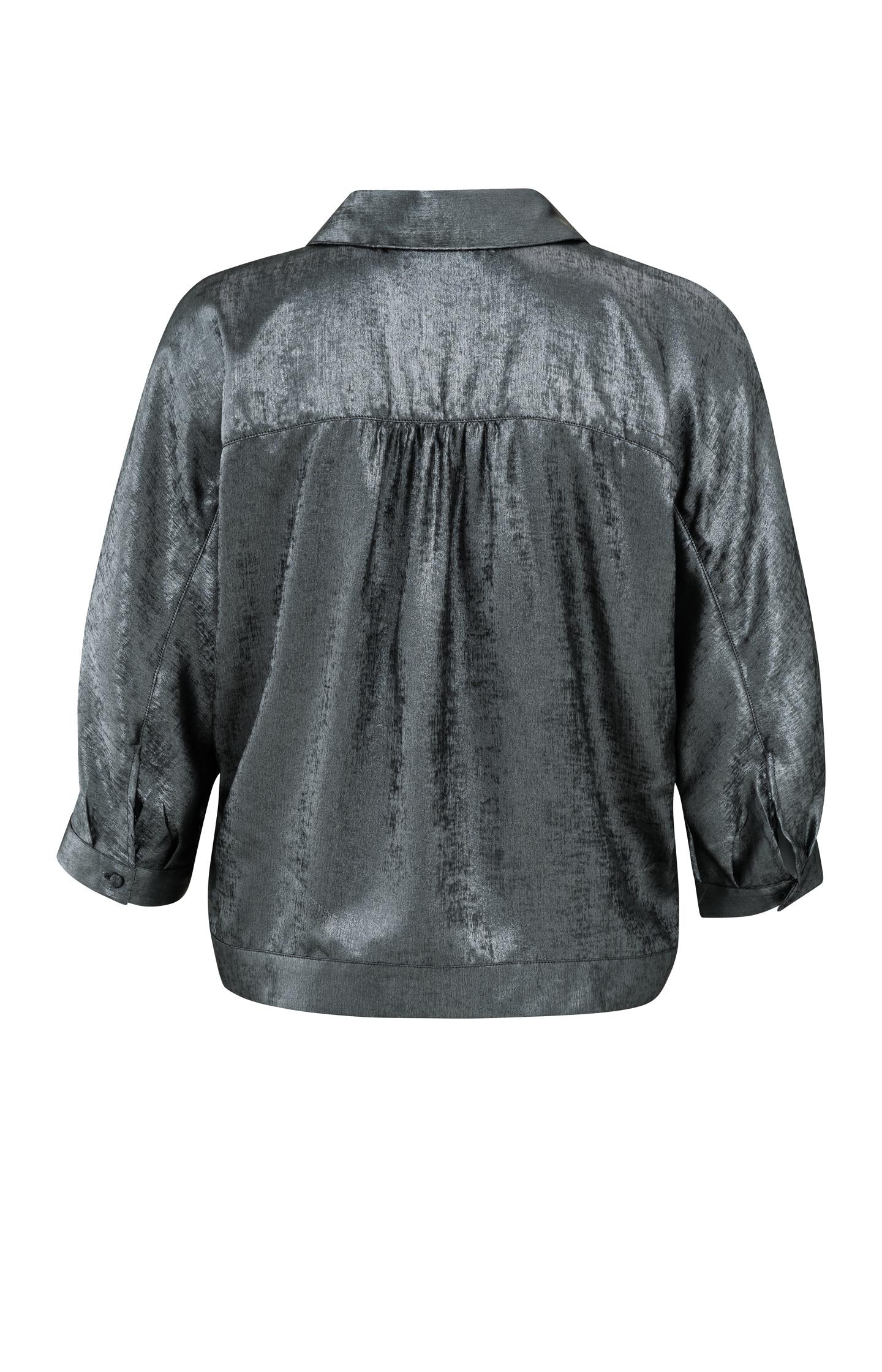 Metallic blouse with three-quarter batwing sleeves