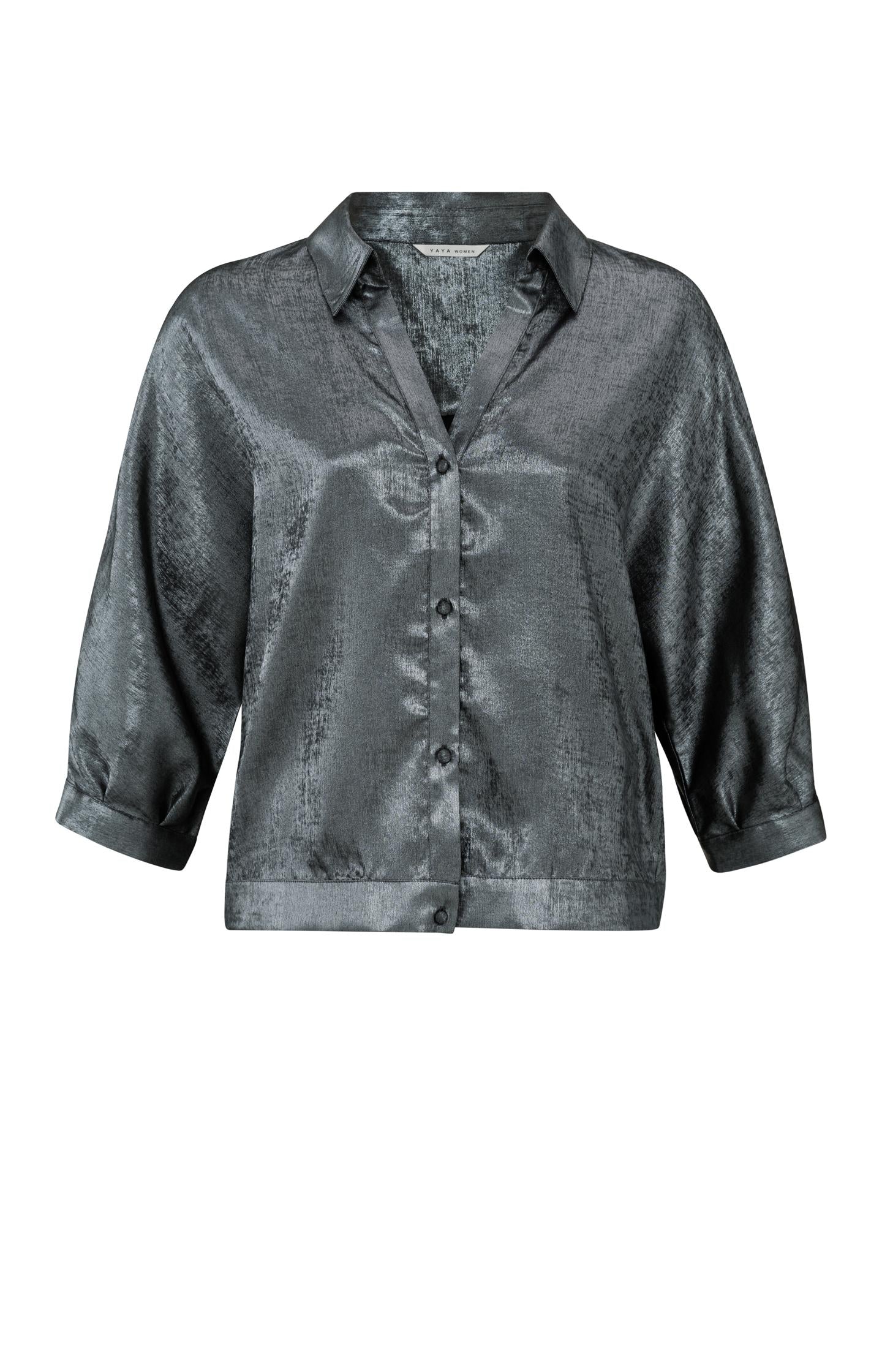 Metallic blouse with three-quarter batwing sleeves - Type: product