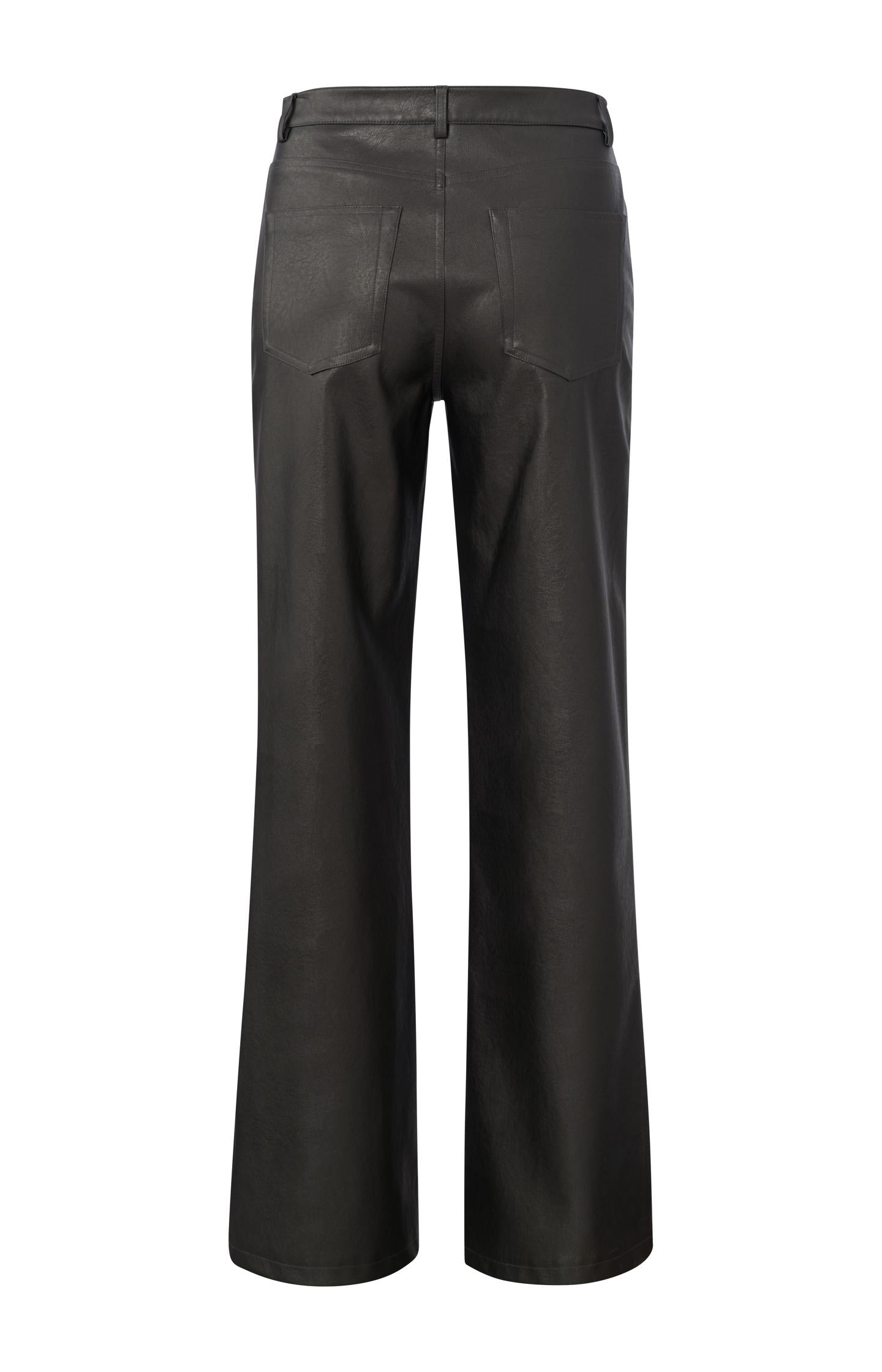 Metallic faux leather pants with wide legs and regular fit - Anthracite Silver