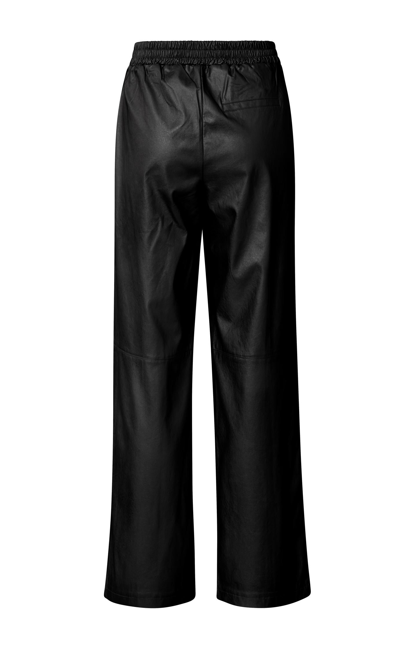 Metallic faux leather pants with wide legs and regular fit