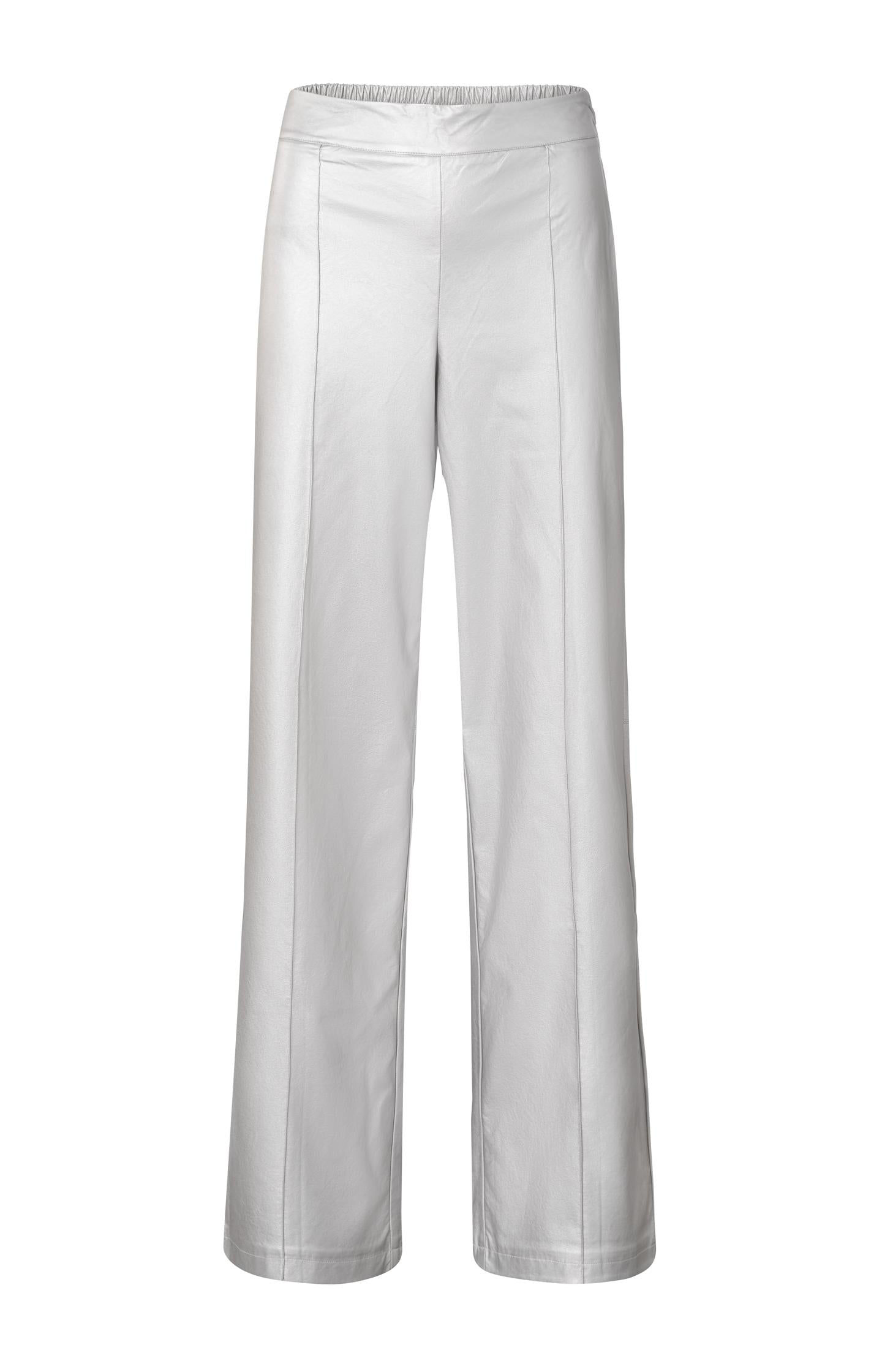 Metallic faux leather trousers with wide leg and zip - Type: product