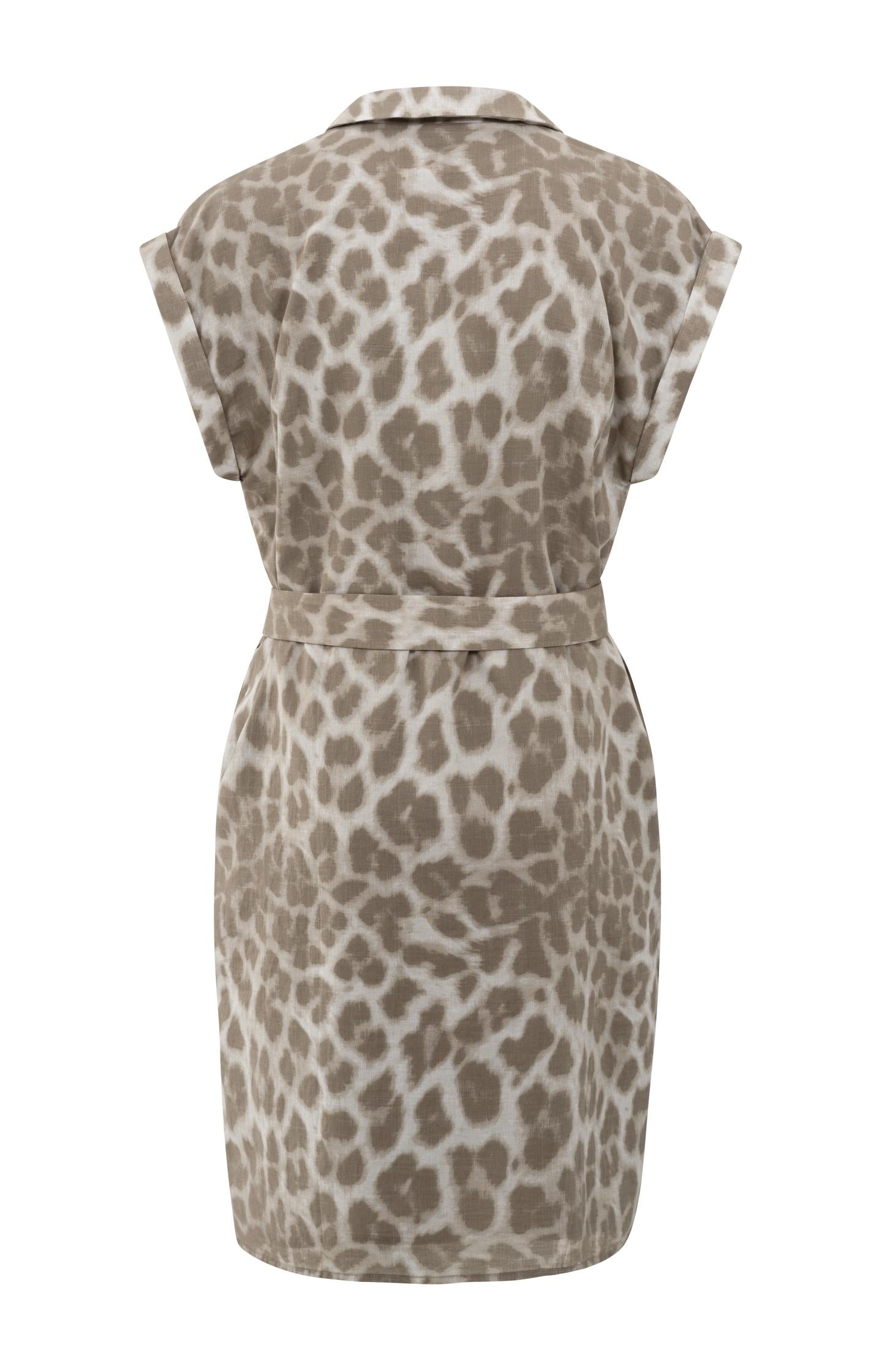 Midi dress with leopard print and tie belt