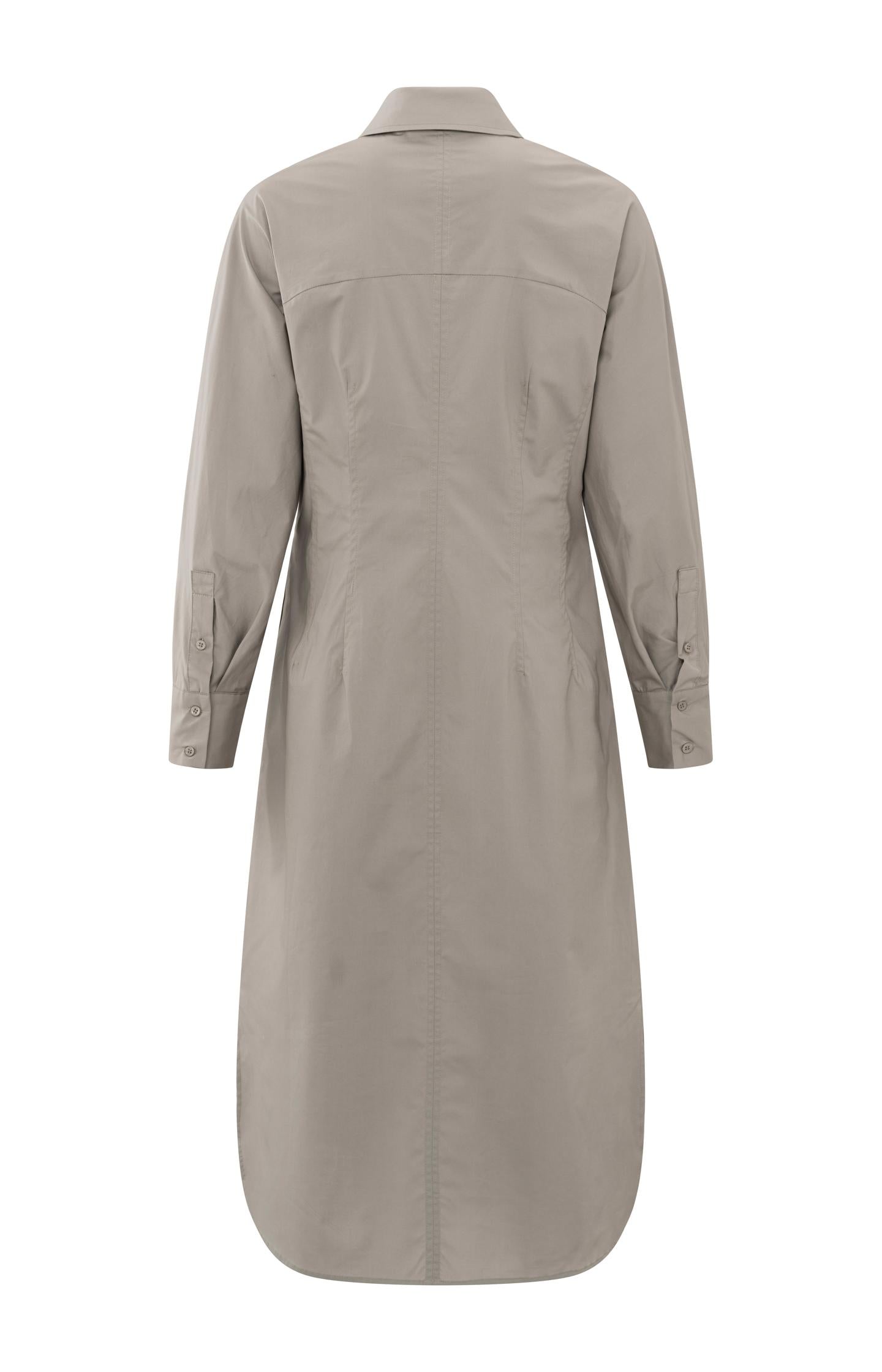 Midi shirt dress with buttons, collar and long sleeves