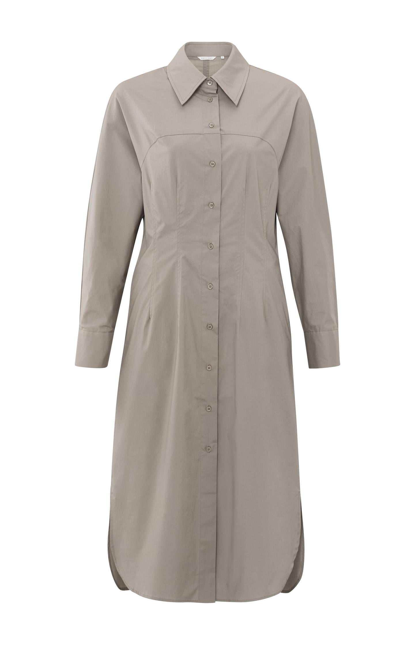 Midi shirt dress with buttons, collar and long sleeves - Type: product