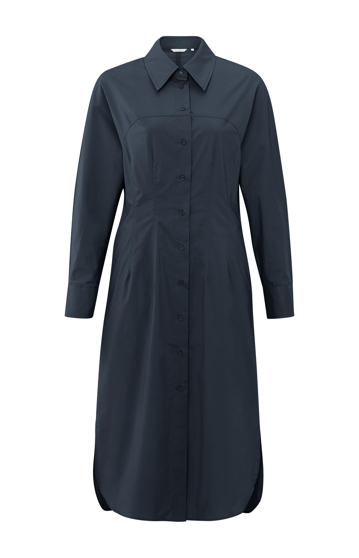 Midi shirt dress with buttons, collar and long sleeves - Type: product