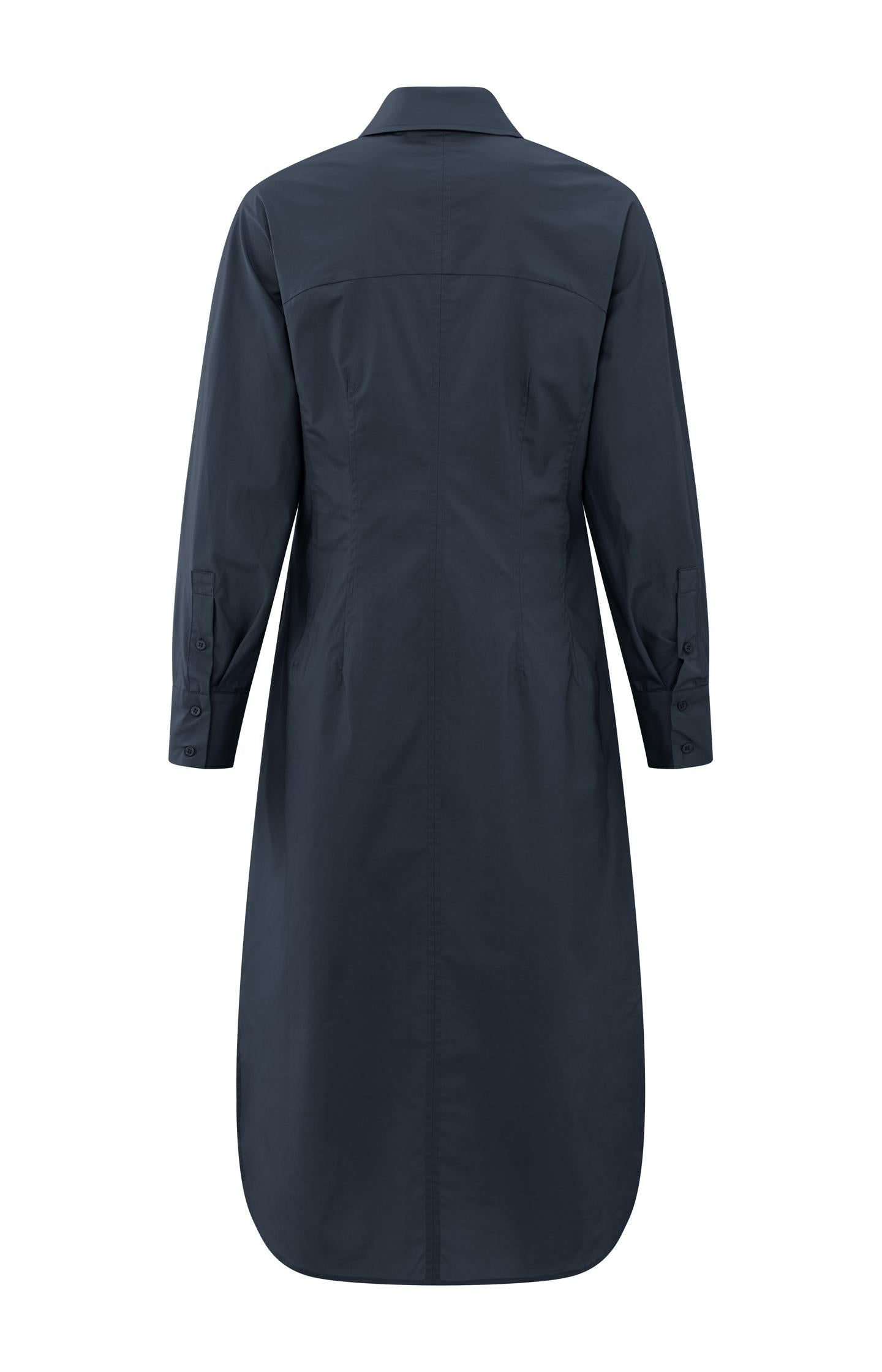 Midi shirt dress with buttons, collar and long sleeves