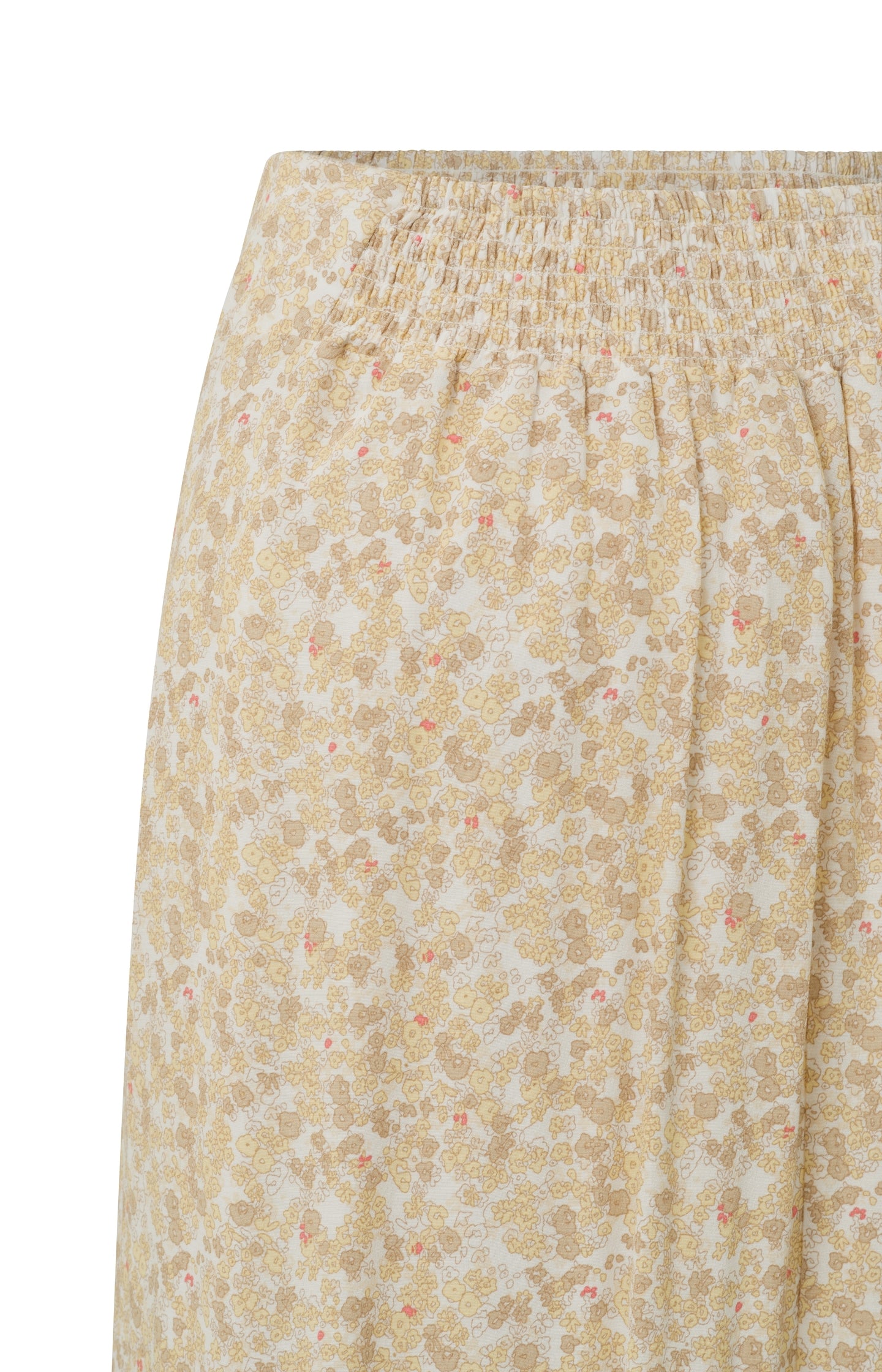 Midi skirt with elastic waist, wrap effect and floral print