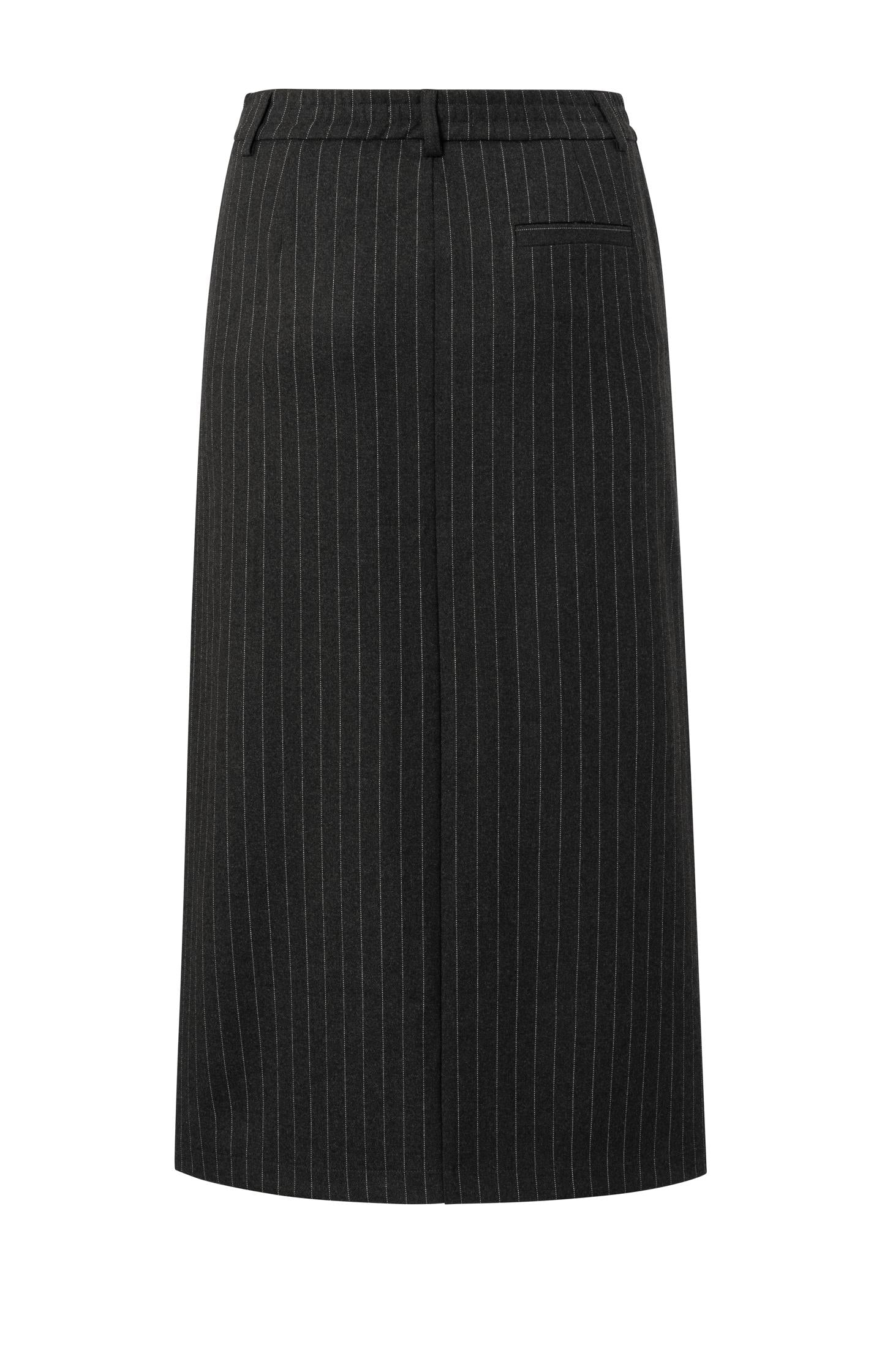 Midi skirt with pinstripes and front slit - Anthracite Dessin