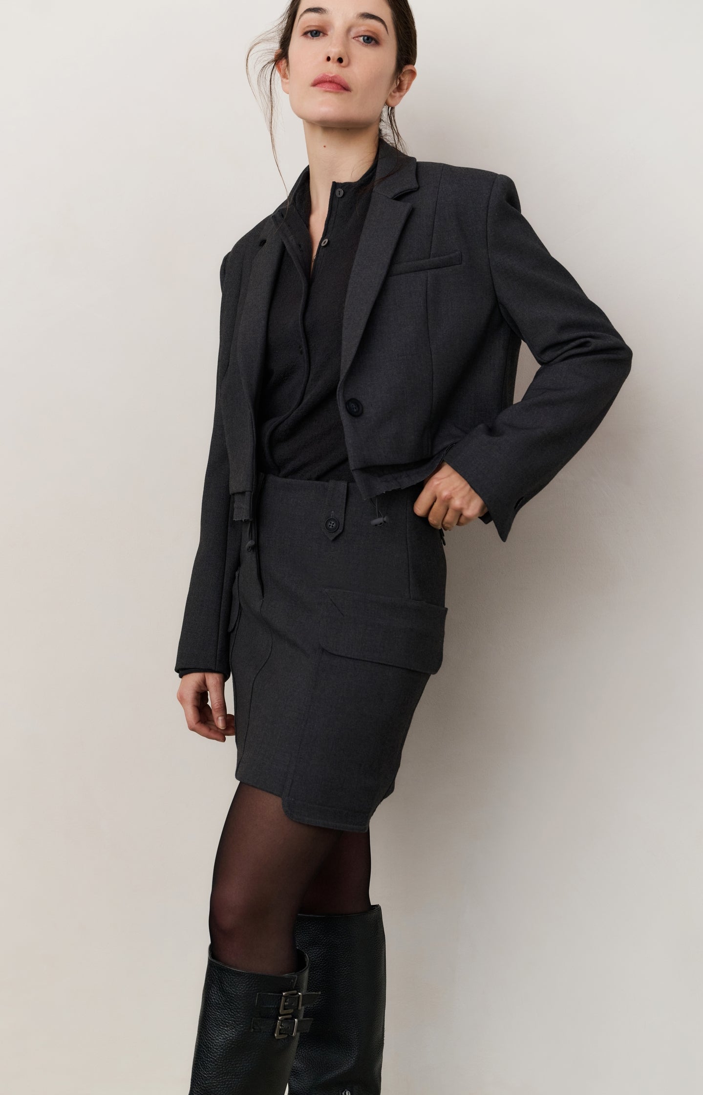 Mini cargo skirt with pocket and button details