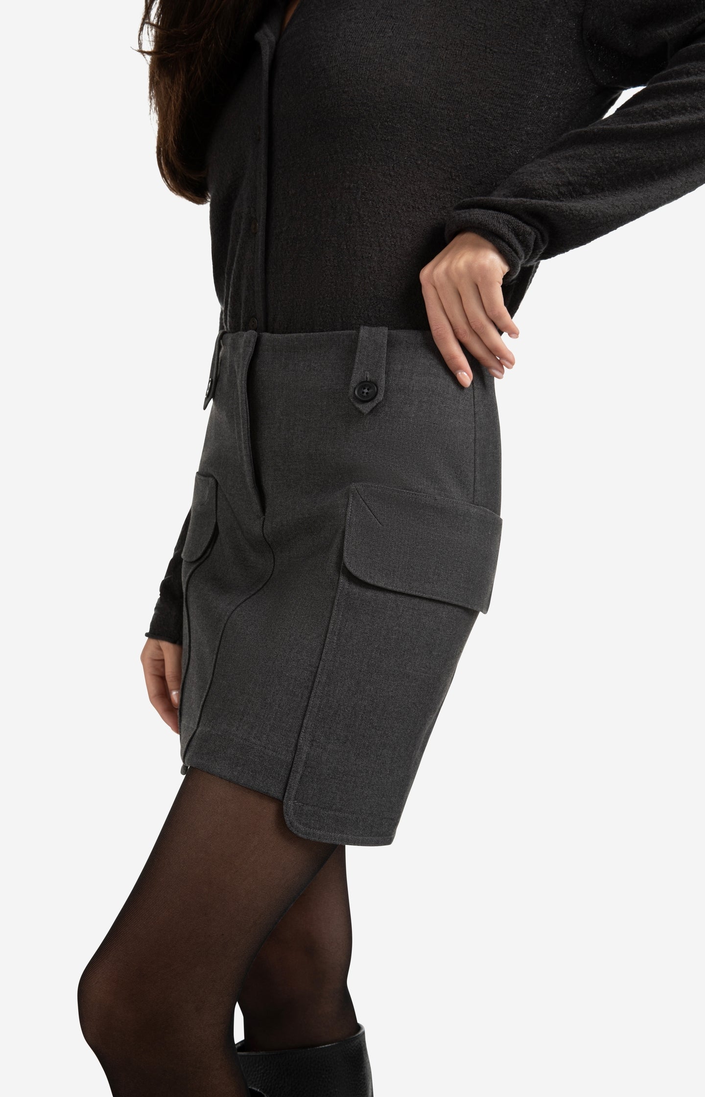 Mini cargo skirt with pocket and button details