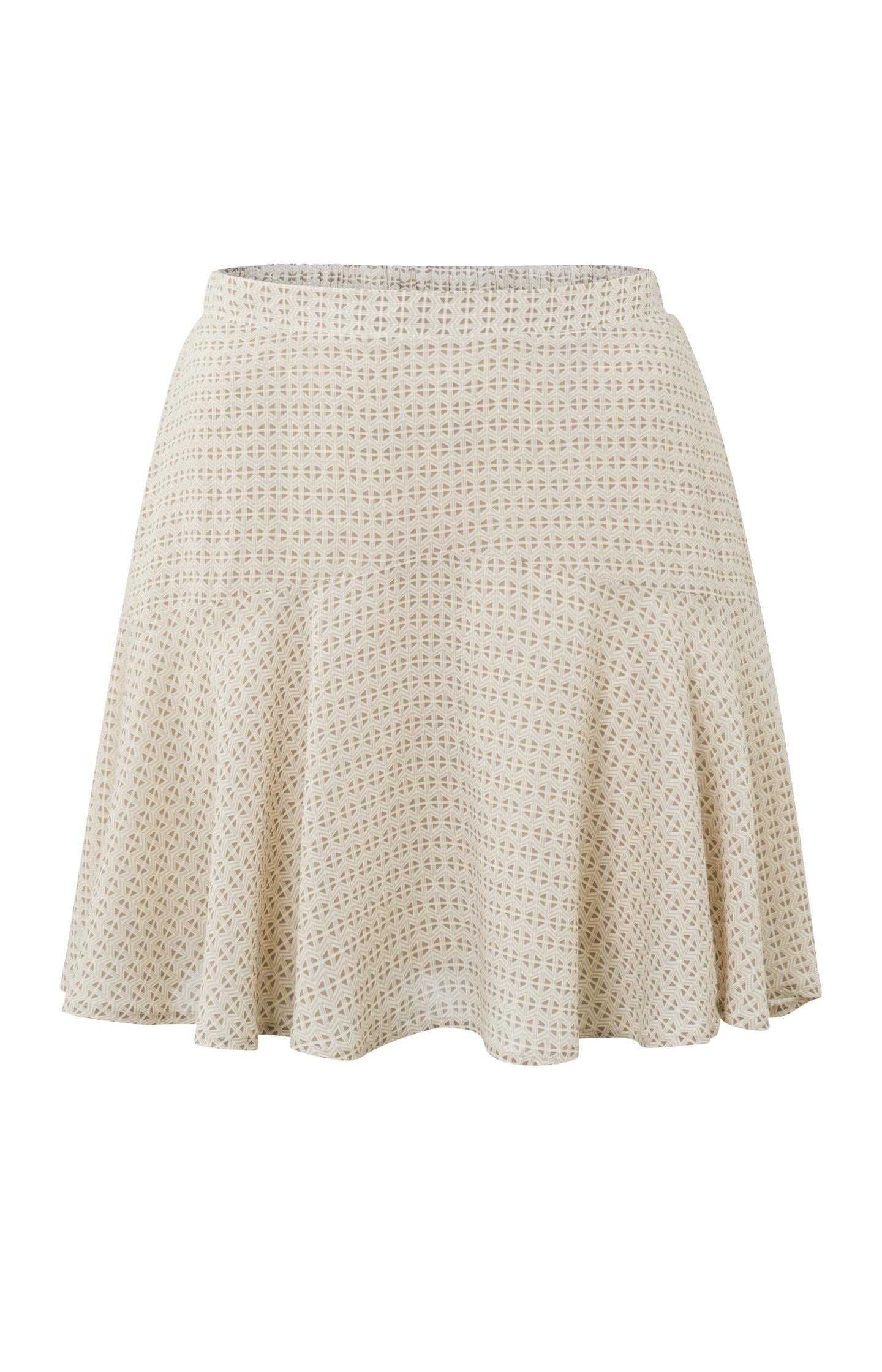 Mini skirt with elastic waist, geometric print in flowy fit - Type: product