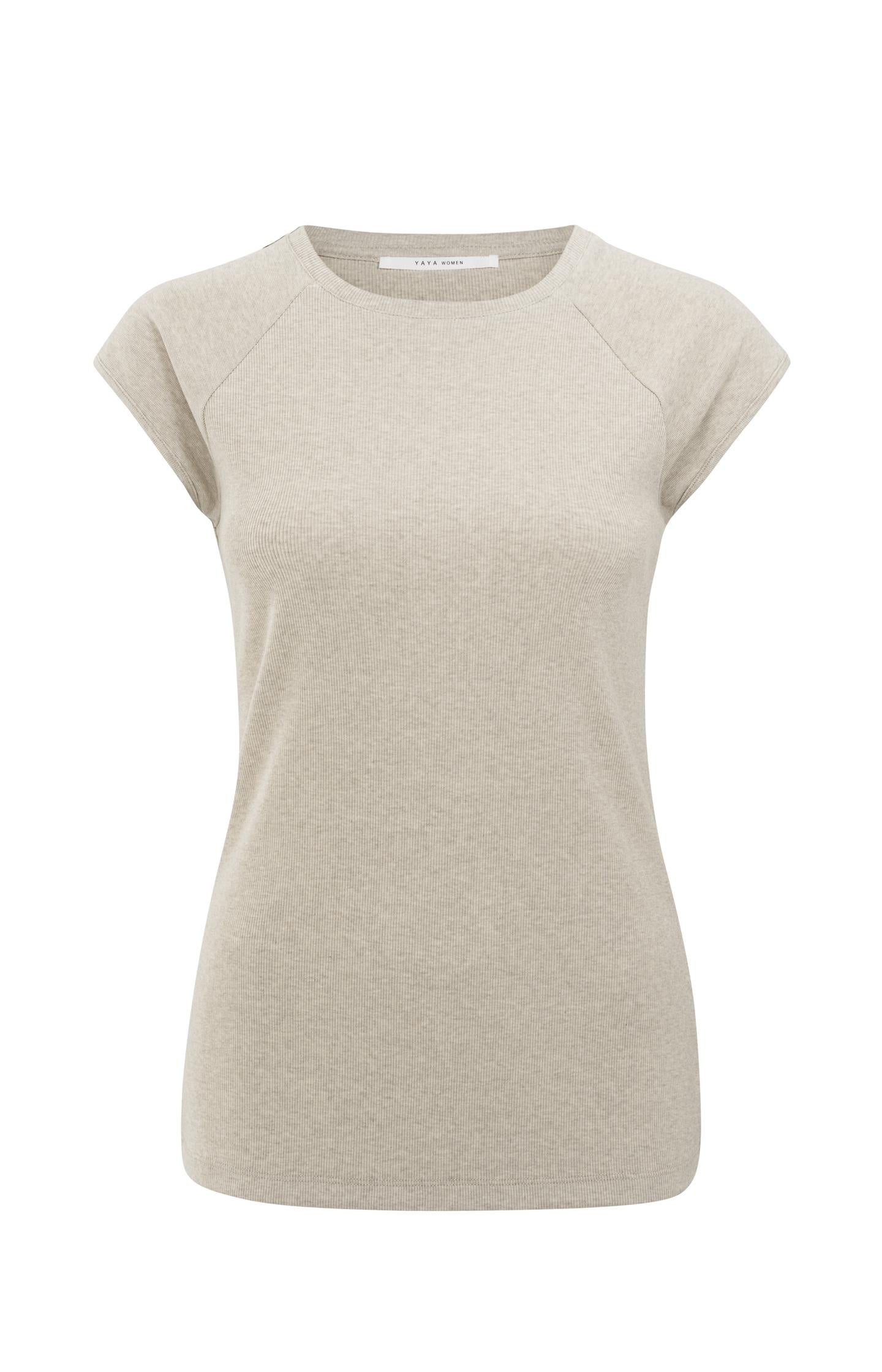 Mixed fabric T-shirt with plain sleeves - Type: product