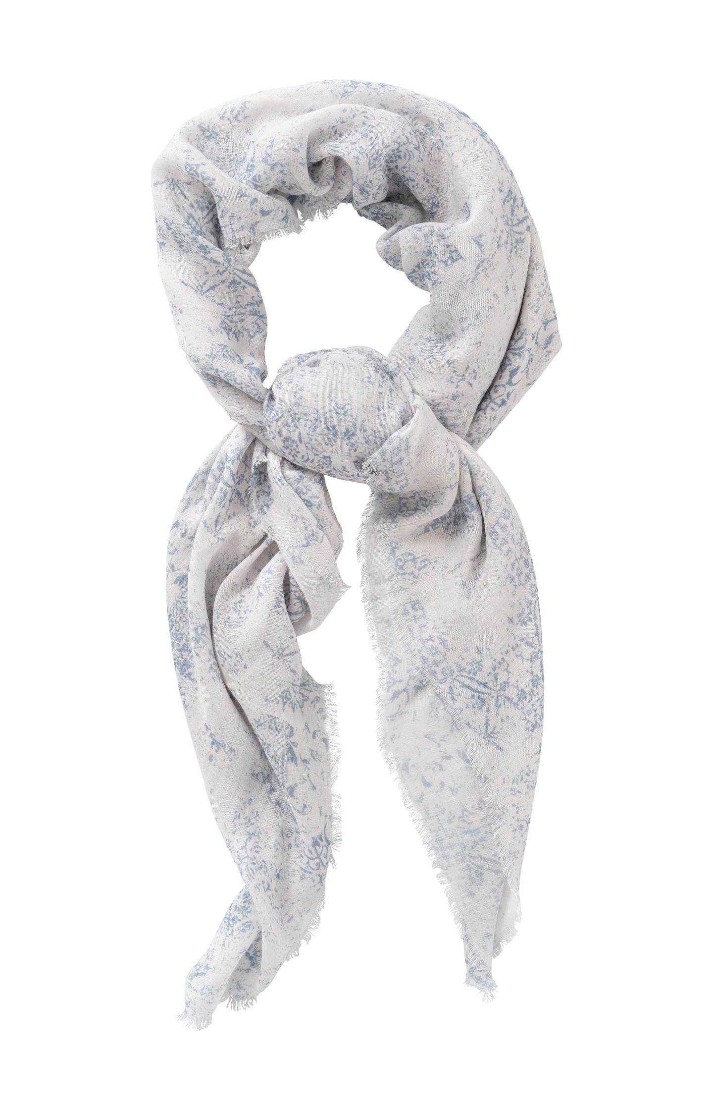 Modal scarf with print and frayed details - Type: product