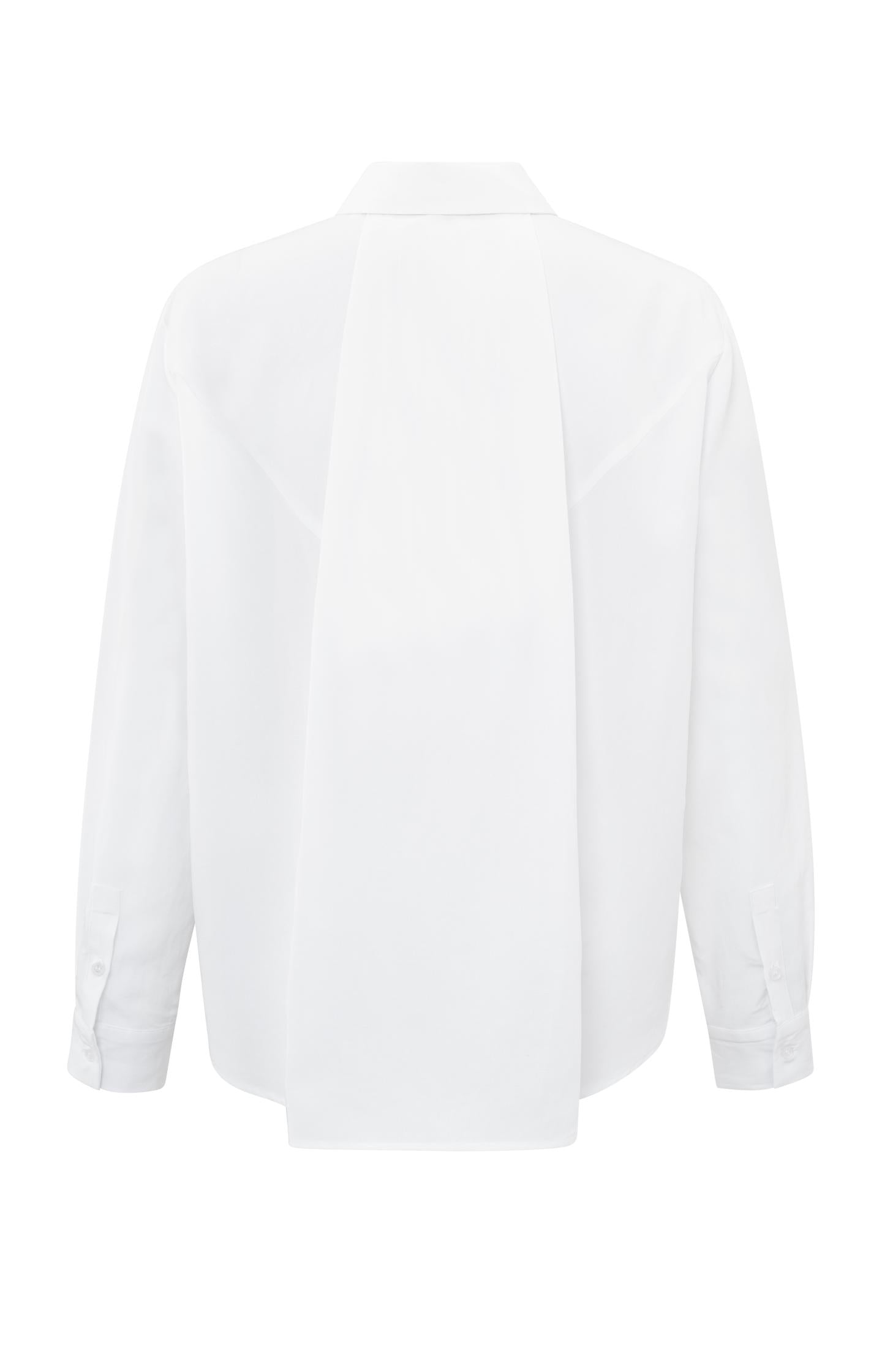 Modern white blouse with long sleeves and a classic collar