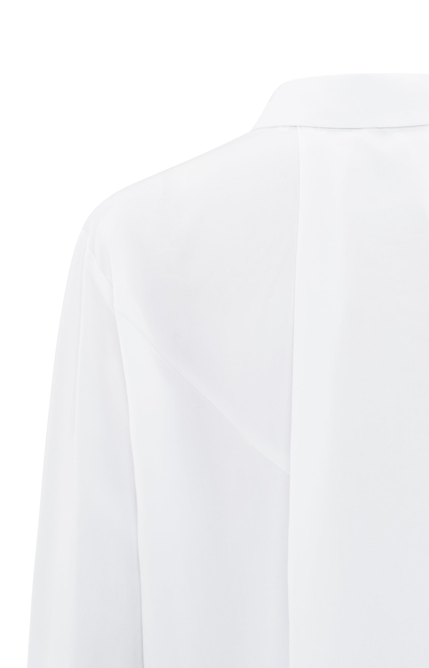 Modern white blouse with long sleeves and a classic collar