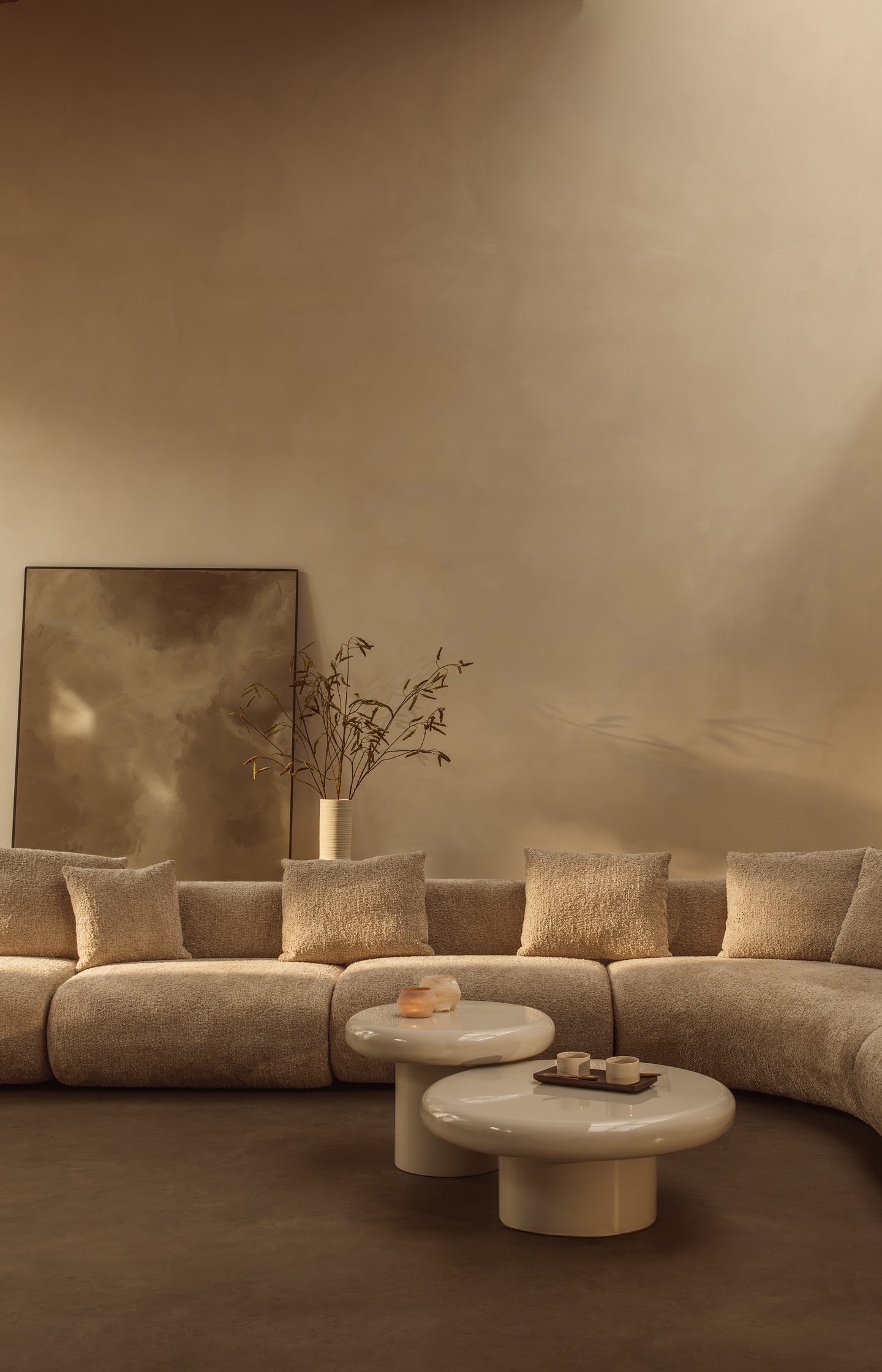 Modular sofa element in bouclé fabric - left