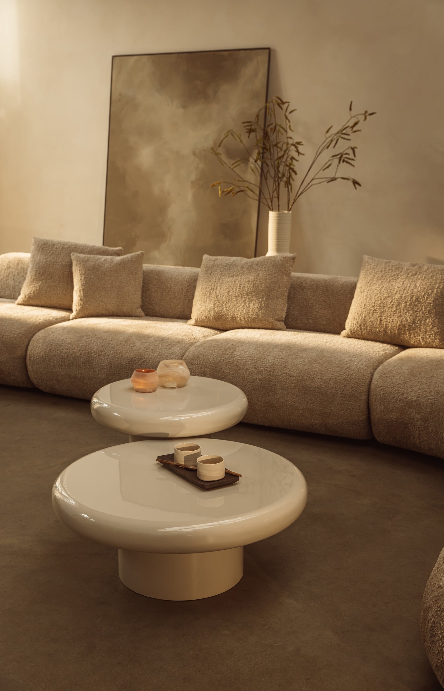 Modular sofa element in bouclé fabric - middle