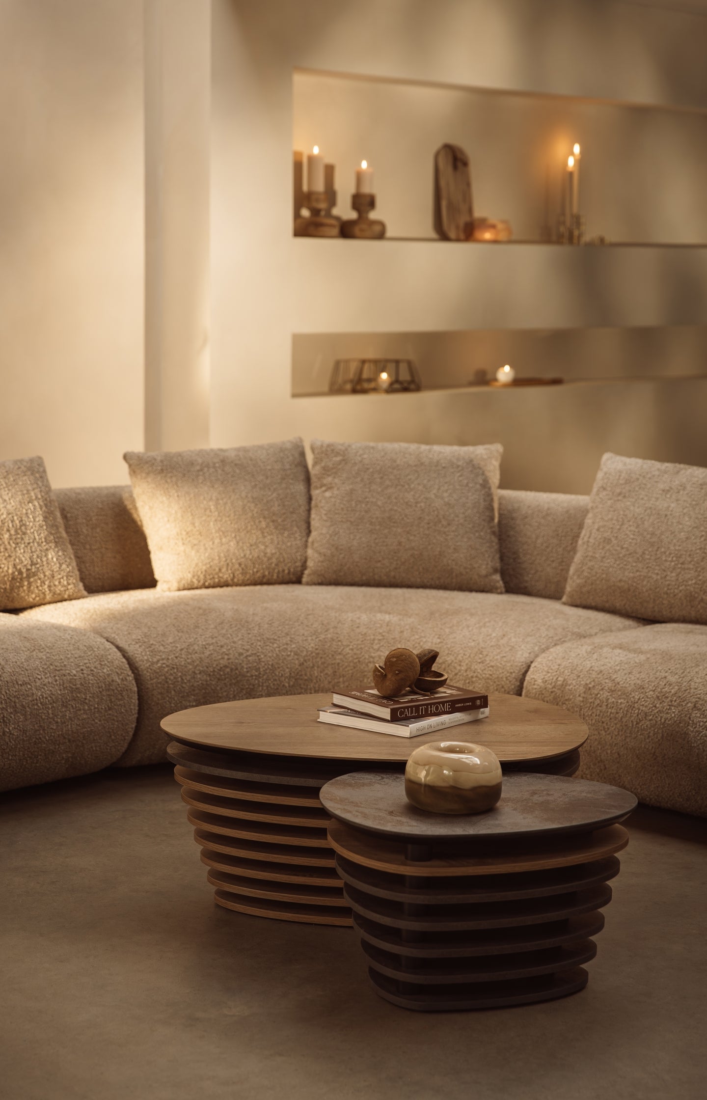 Modular sofa element in bouclé fabric - middle