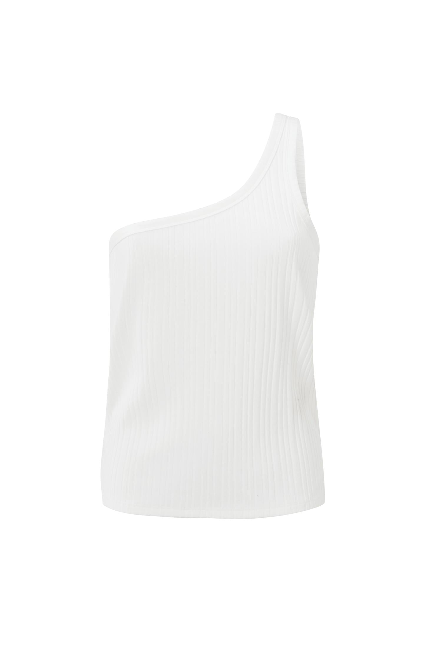 One shoulder singlet with ribbed details in regular fit - Type: product