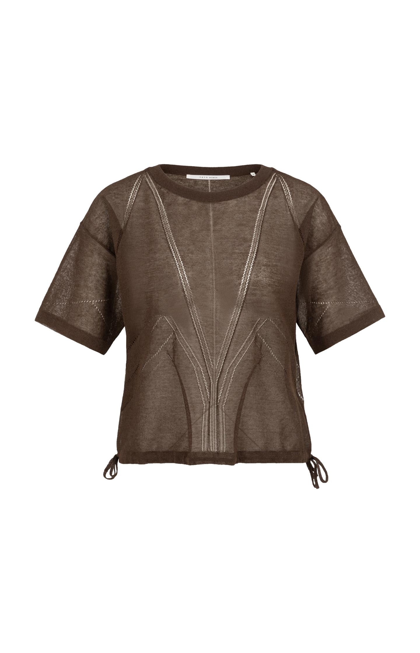 Open-knit top with ajour pattern and tie details
