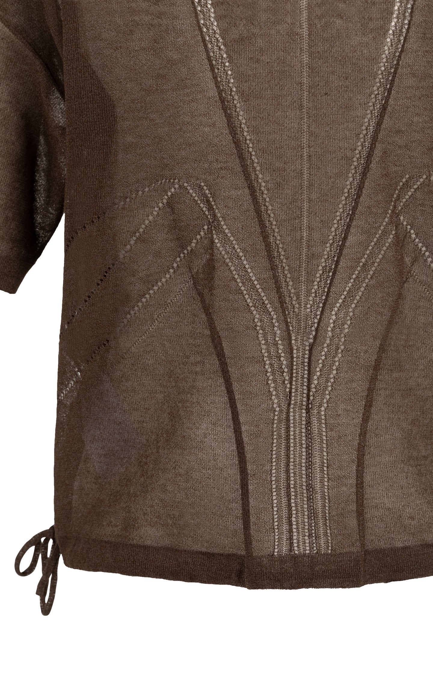 Open-knit top with ajour pattern and tie details