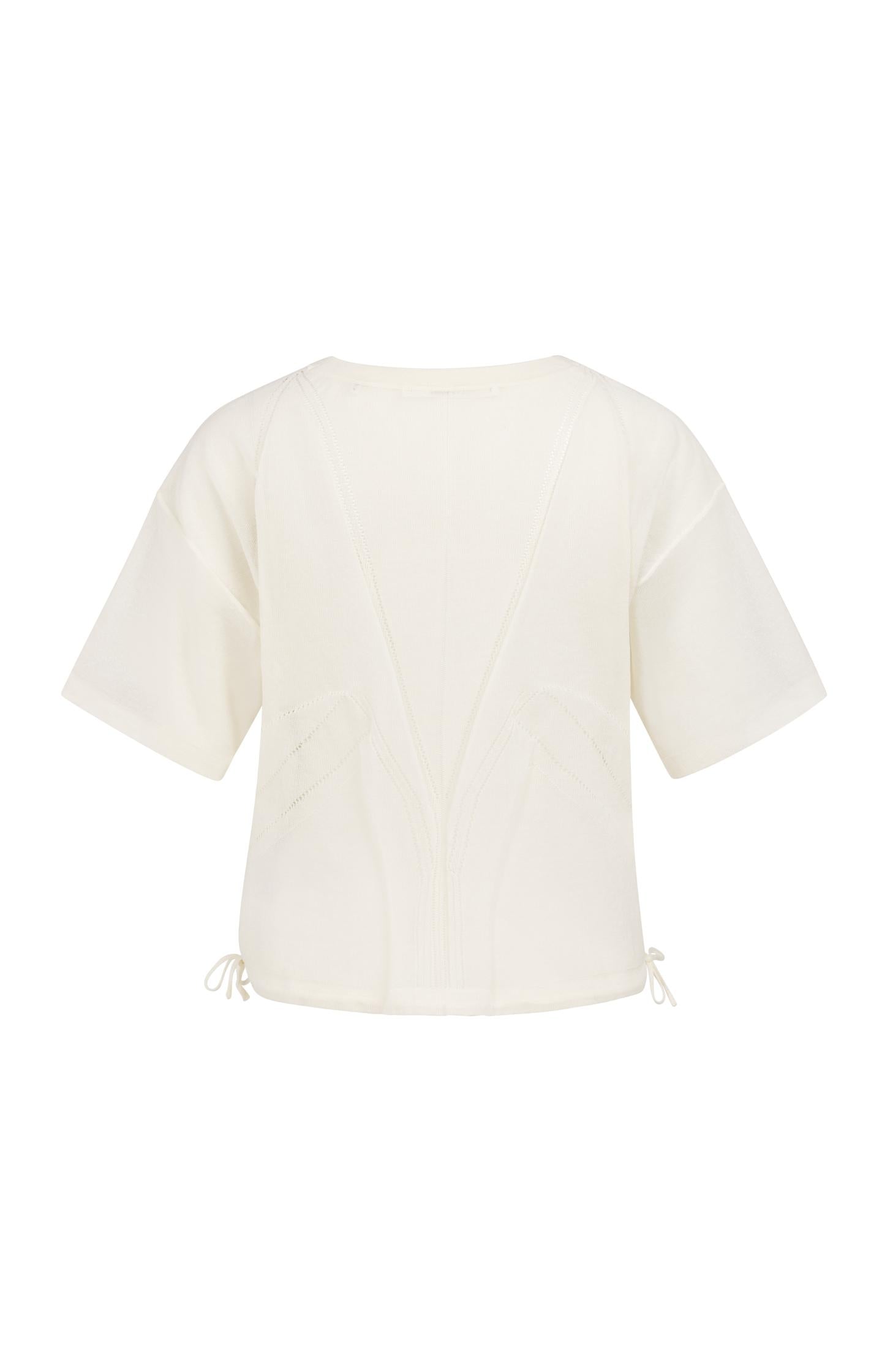 Open-knit top with ajour pattern and tie details