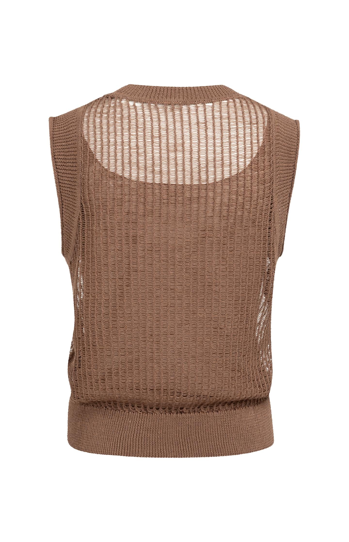 Open-knit top with matching underlayer