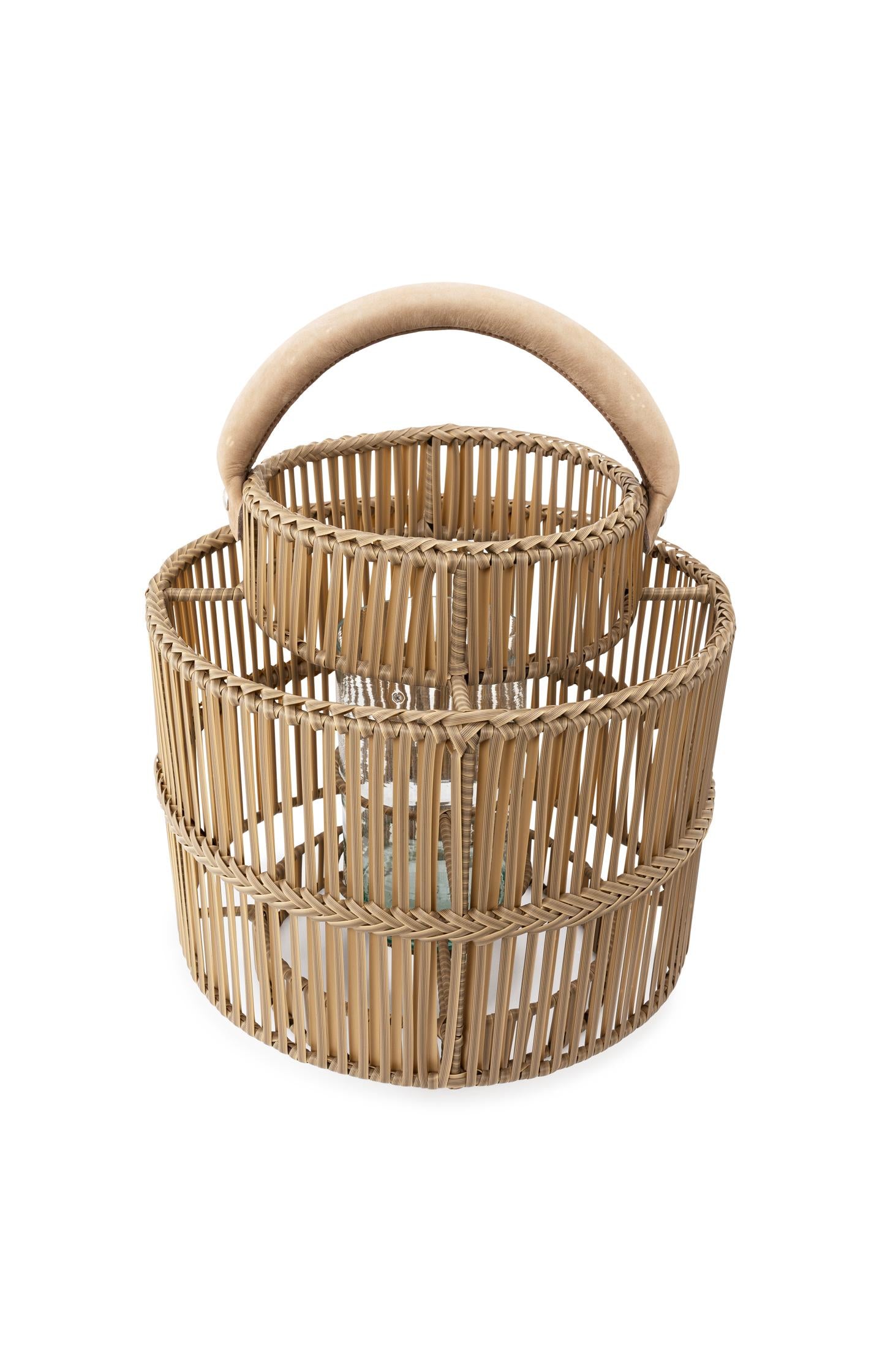 Outdoor lantern with candle holder