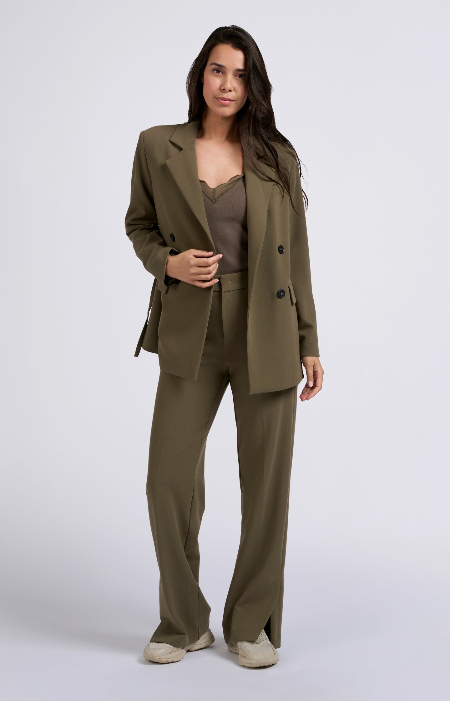 Oversized blazer with double button closure and belt detail - Type: lookbook