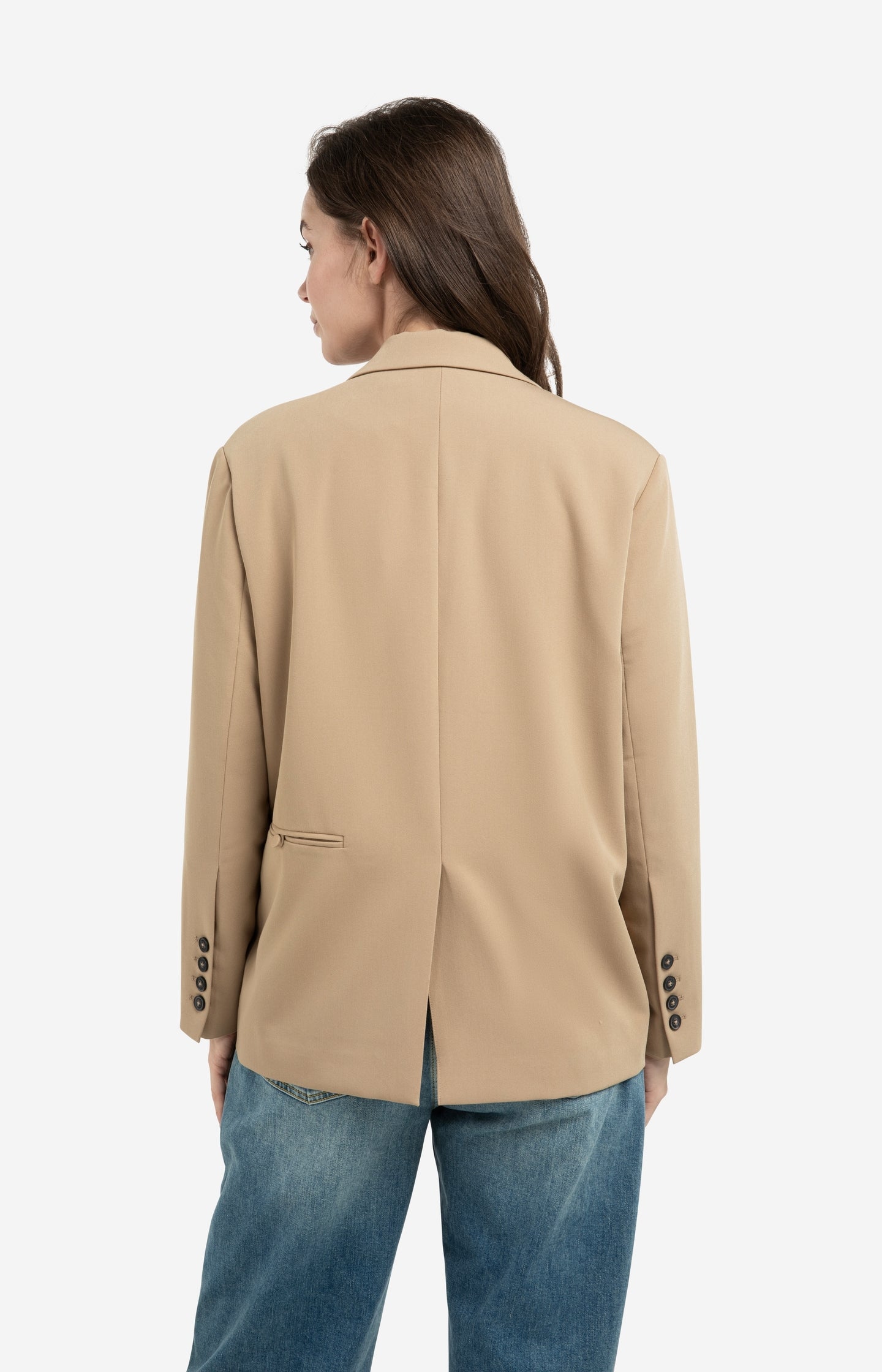 Oversized blazer with fancy button details - Brown