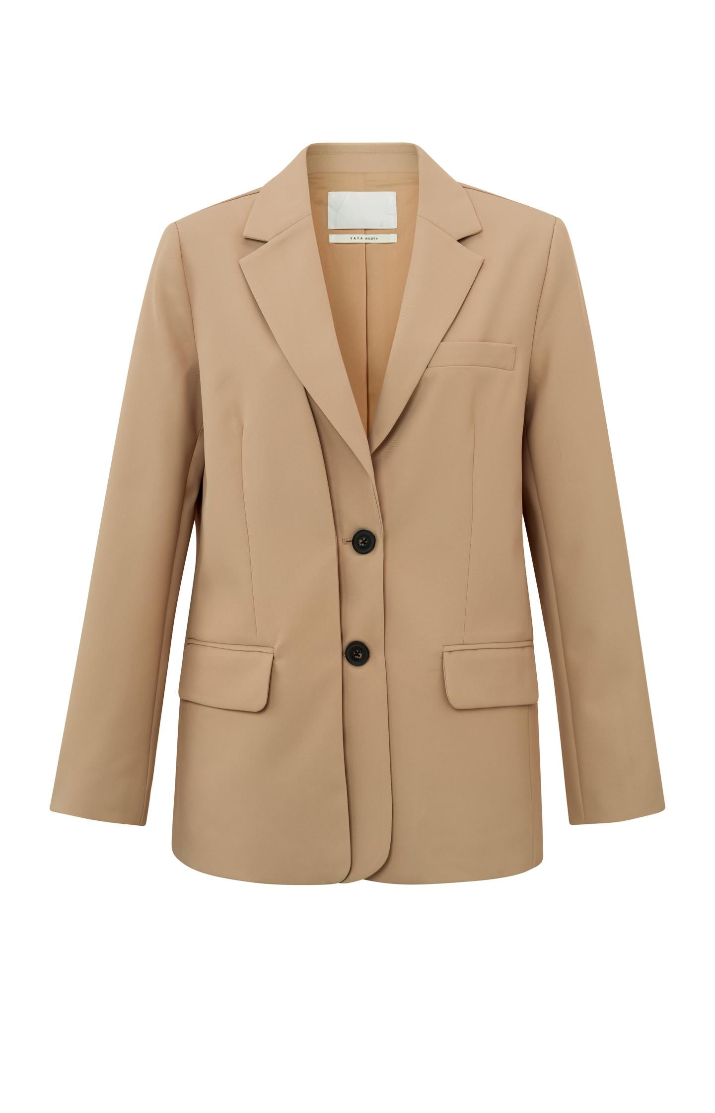 Oversized blazer with long sleeves, pockets and buttons - Tannin Brown - Type: product